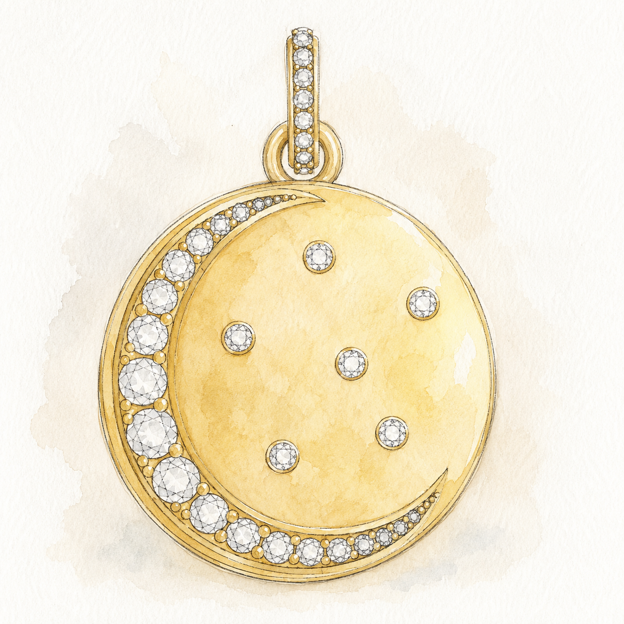 Private Listing for Lexa- 25mm Diamond Crescent Moon & SIx Stars Pendant