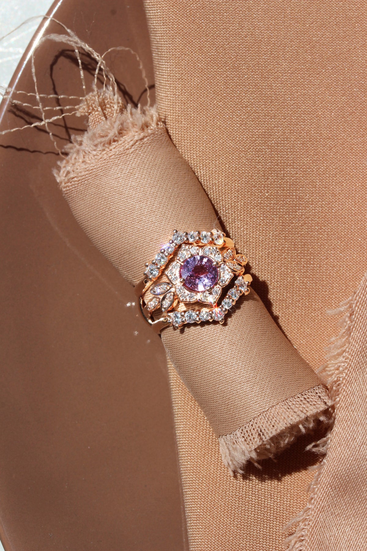 Lily Flower 1.0ct Pink Sapphire & Diamond Engagement Ring