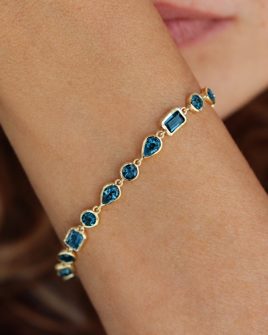 Multi Shape Bezel Set Topaz Bracelet