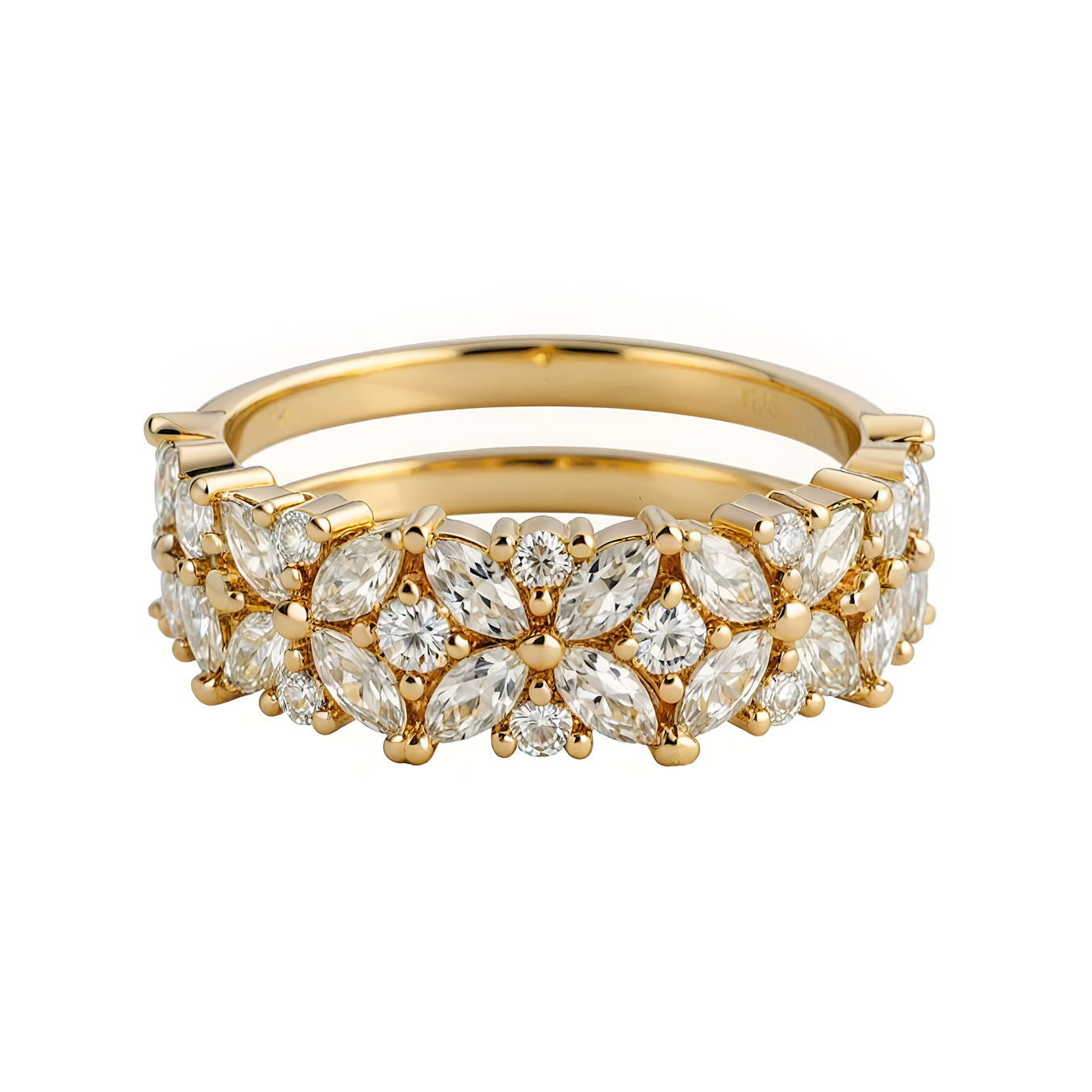 Half Eternity Pattern Marquise & Round 5.5mm Wide Diamond Ring
