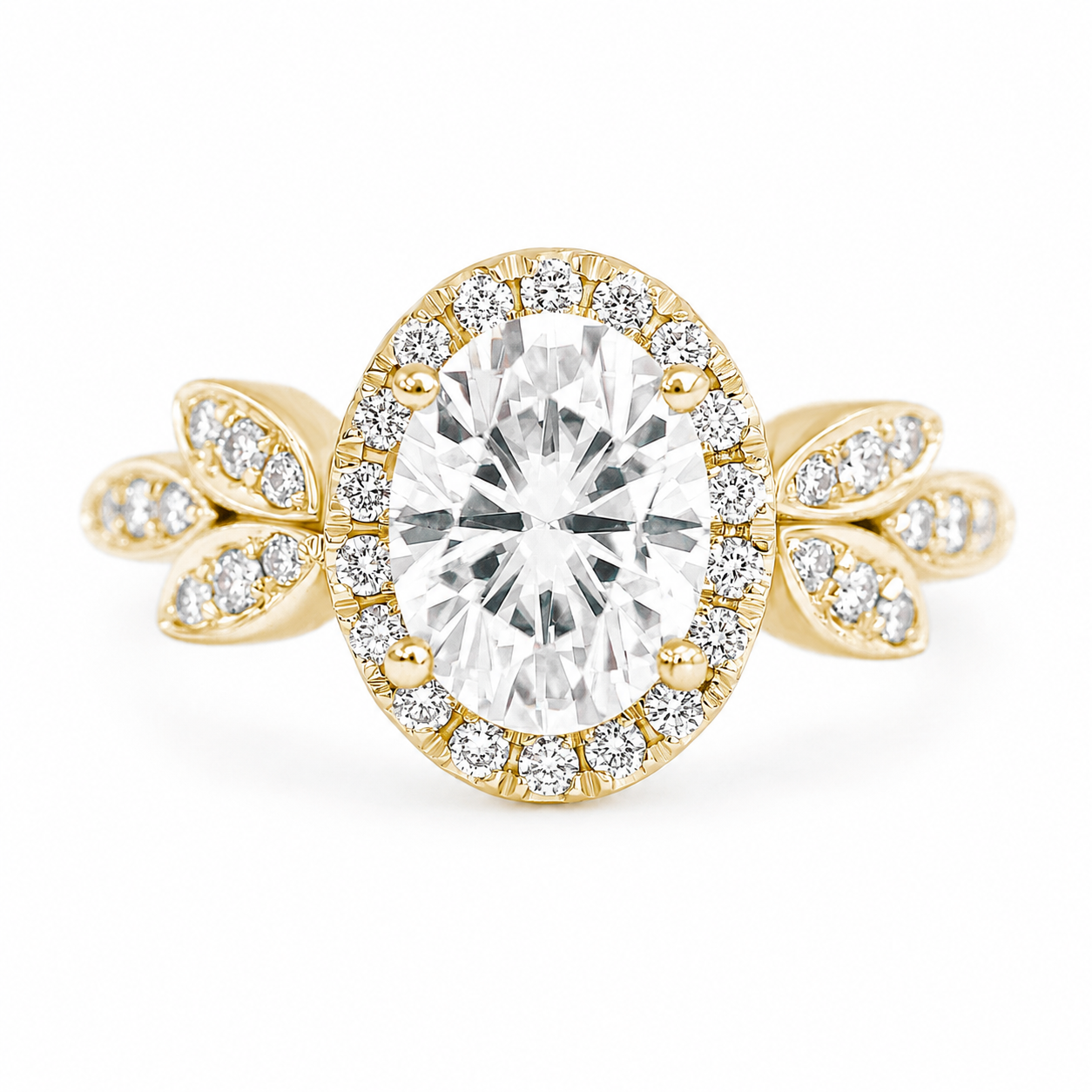 Oval Diamond Floral Three Rings Set "Minimal Lily"  ♥