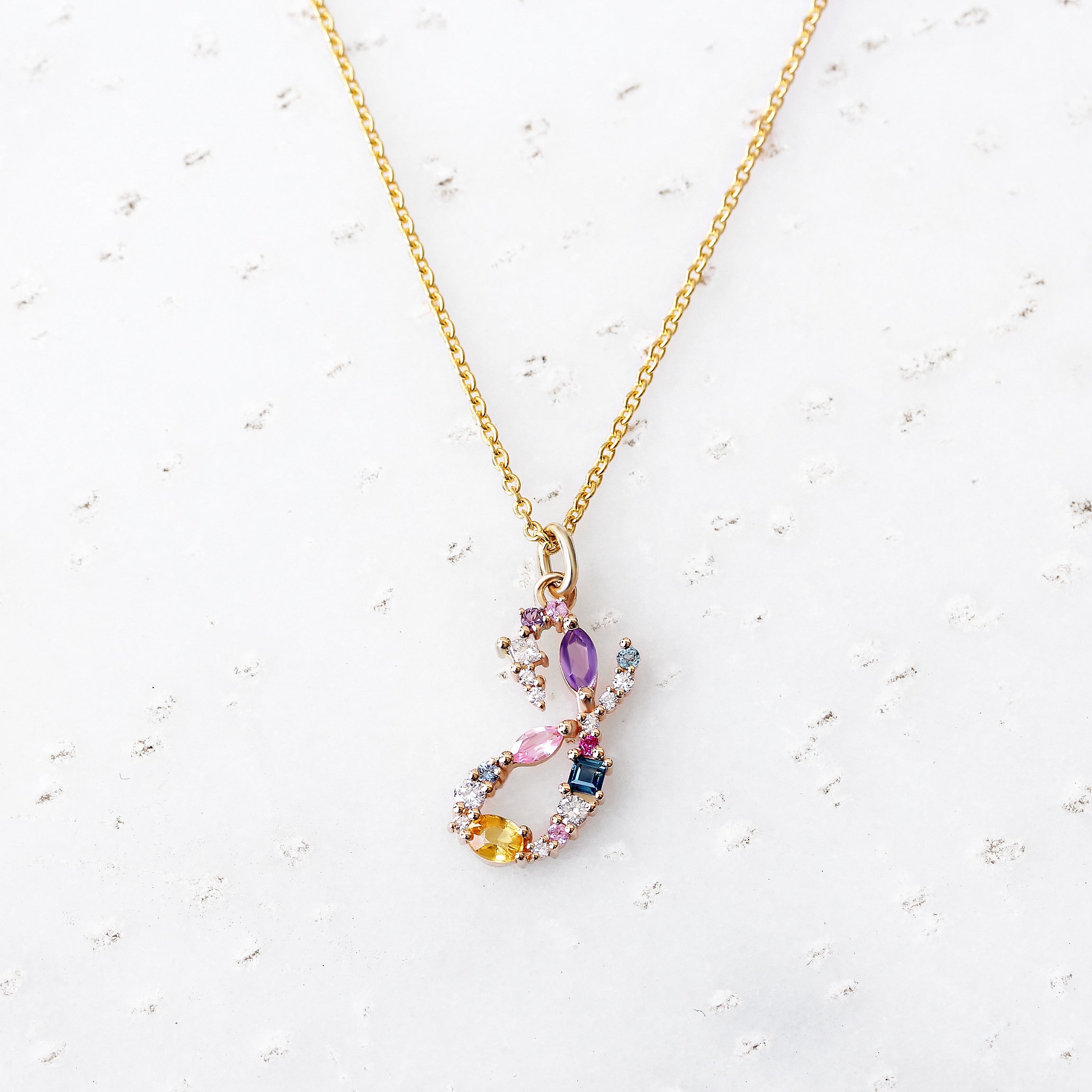 Large Initial Gem Story Initial Personalized Pendant