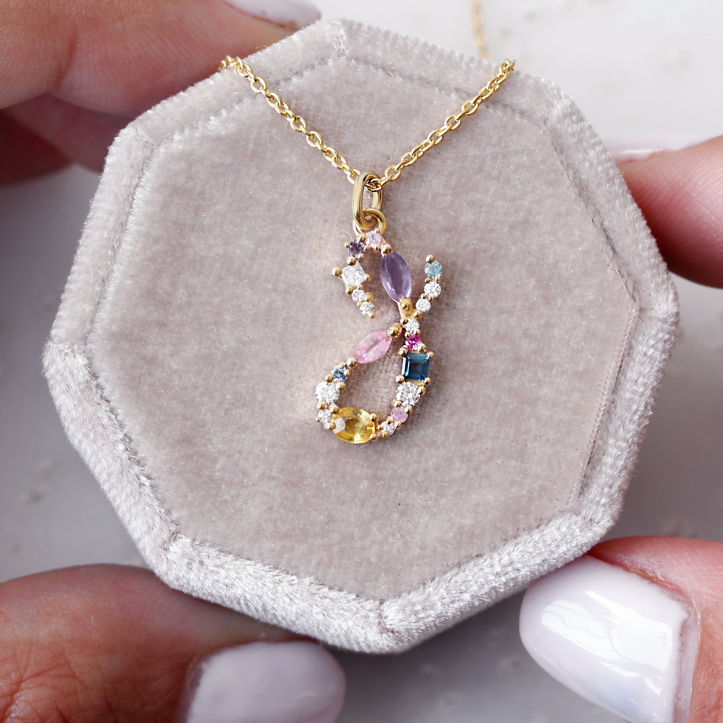 Large Initial Gem Story Initial Personalized Pendant