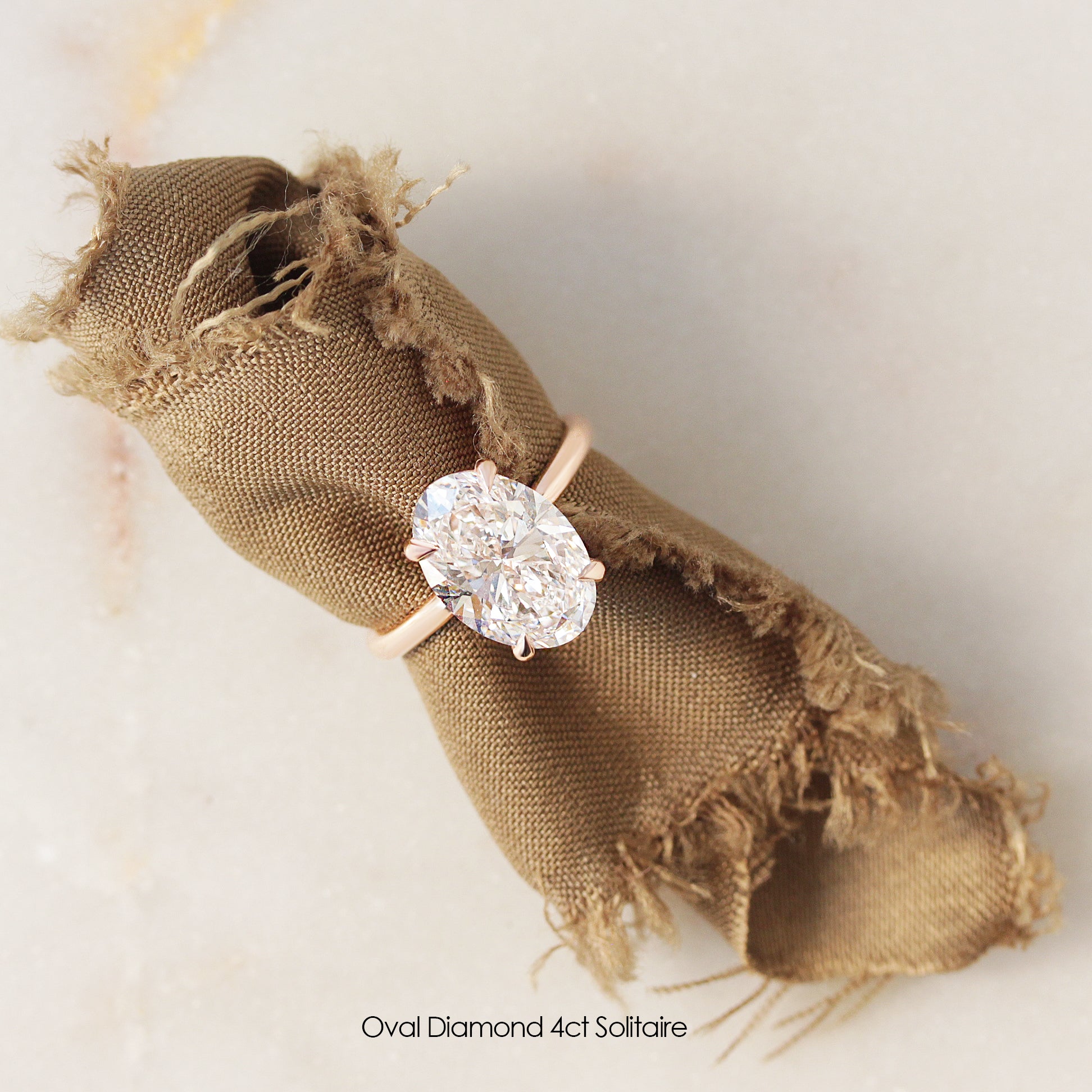 4ct oval diamond solitaire rose gold