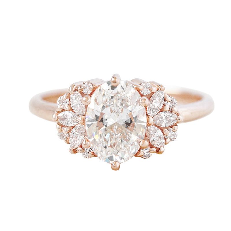 Oval Diamond and Marquise Diamonds Engagement Ring - Rosalia ♥