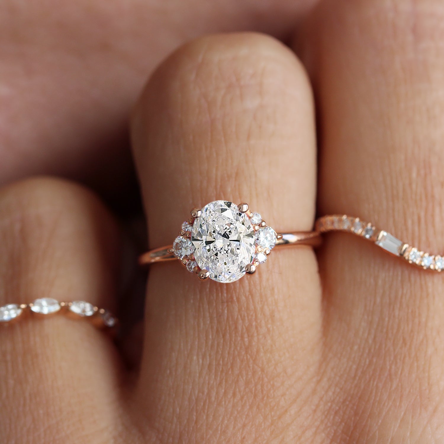 Bianca White Sapphire Engagement Ring Romantic Oval White Sapphire Gold Diamond  Ring Elegant Engagement Ring Vintage Style Diamond Halo Ring - Etsy