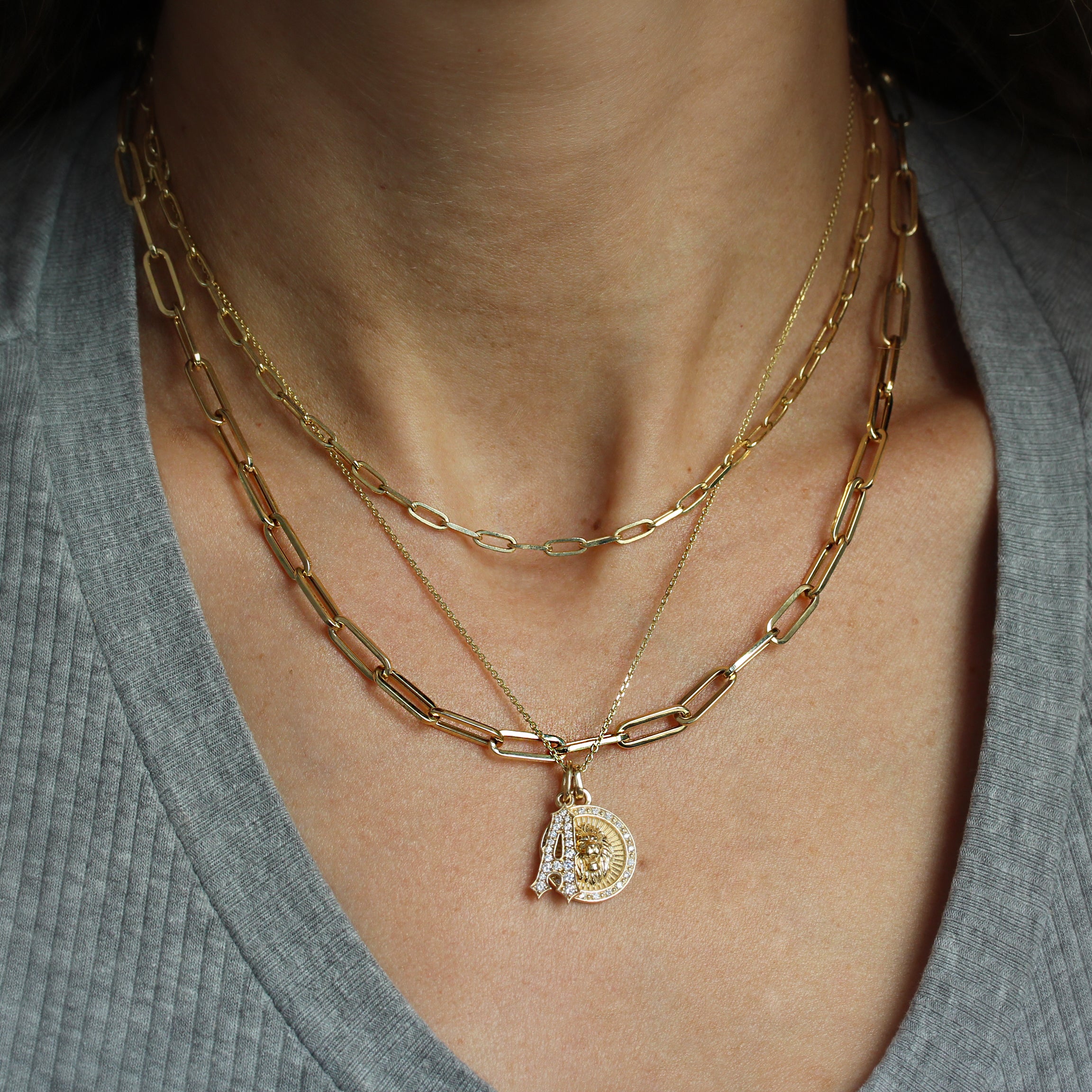 14K Gold Hollow Large Paperclip Necklace
