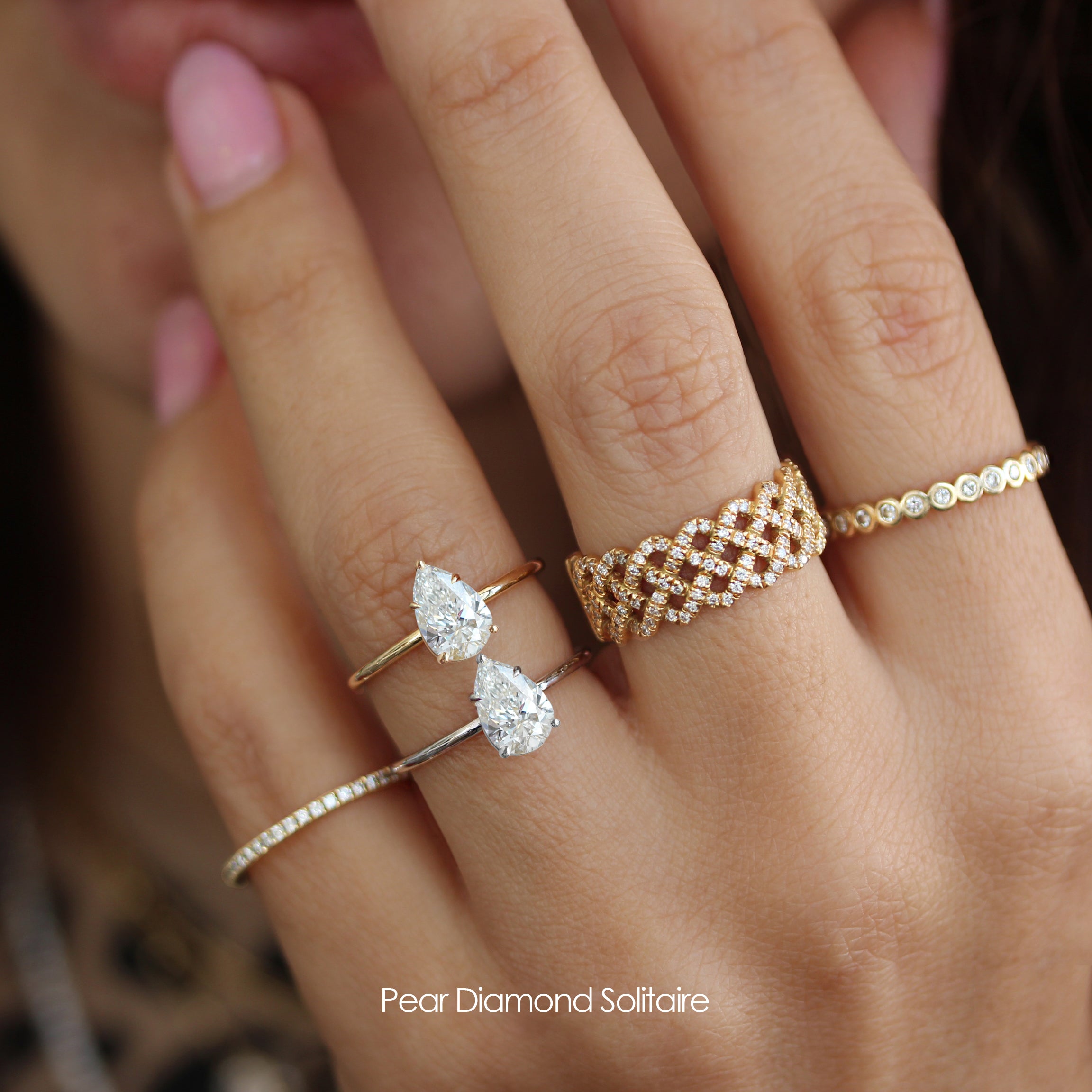 Pear Diamond Solitaire Diamond Engagement Ring - Arya