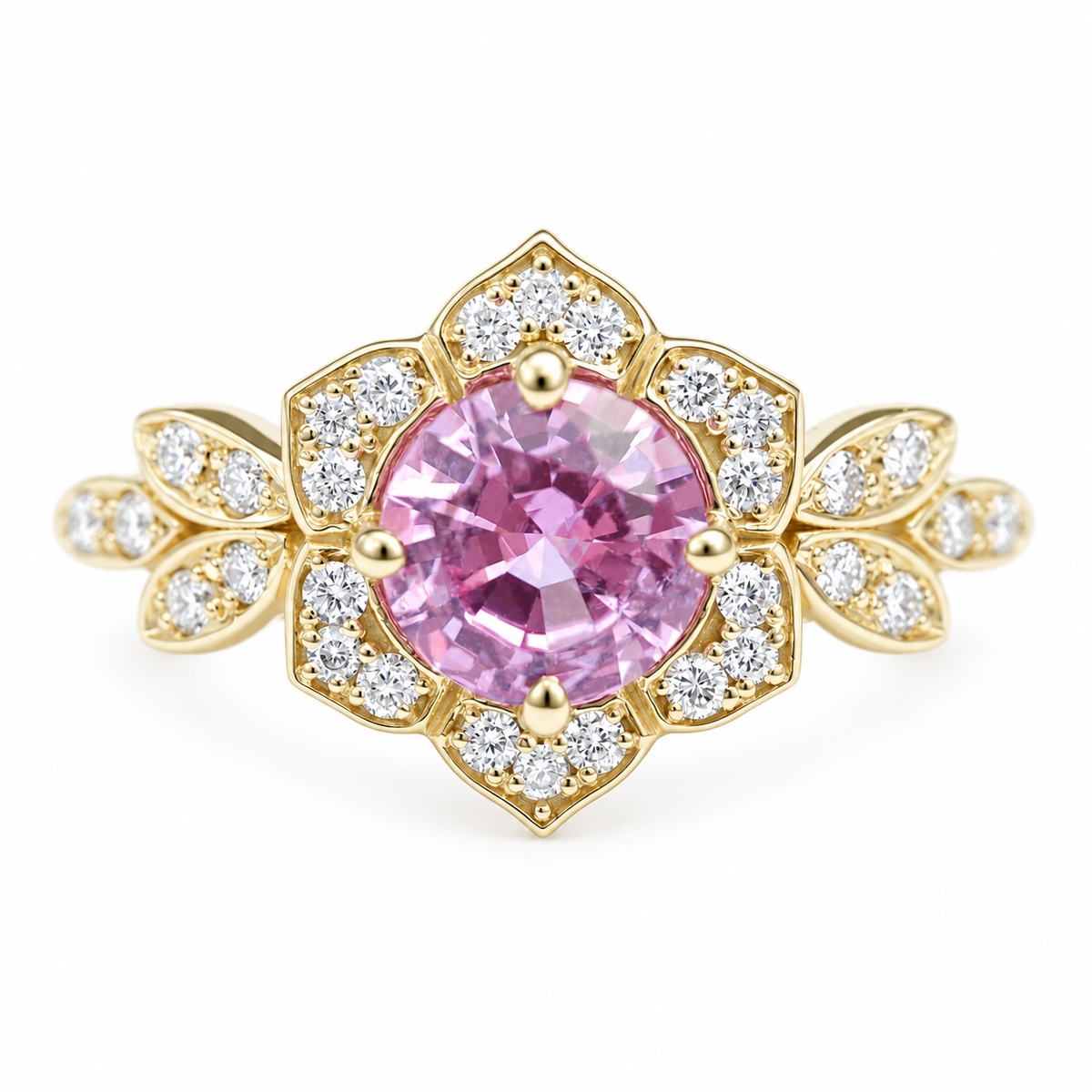 Lily Flower 1.0ct Pink Sapphire & Diamond Engagement Ring