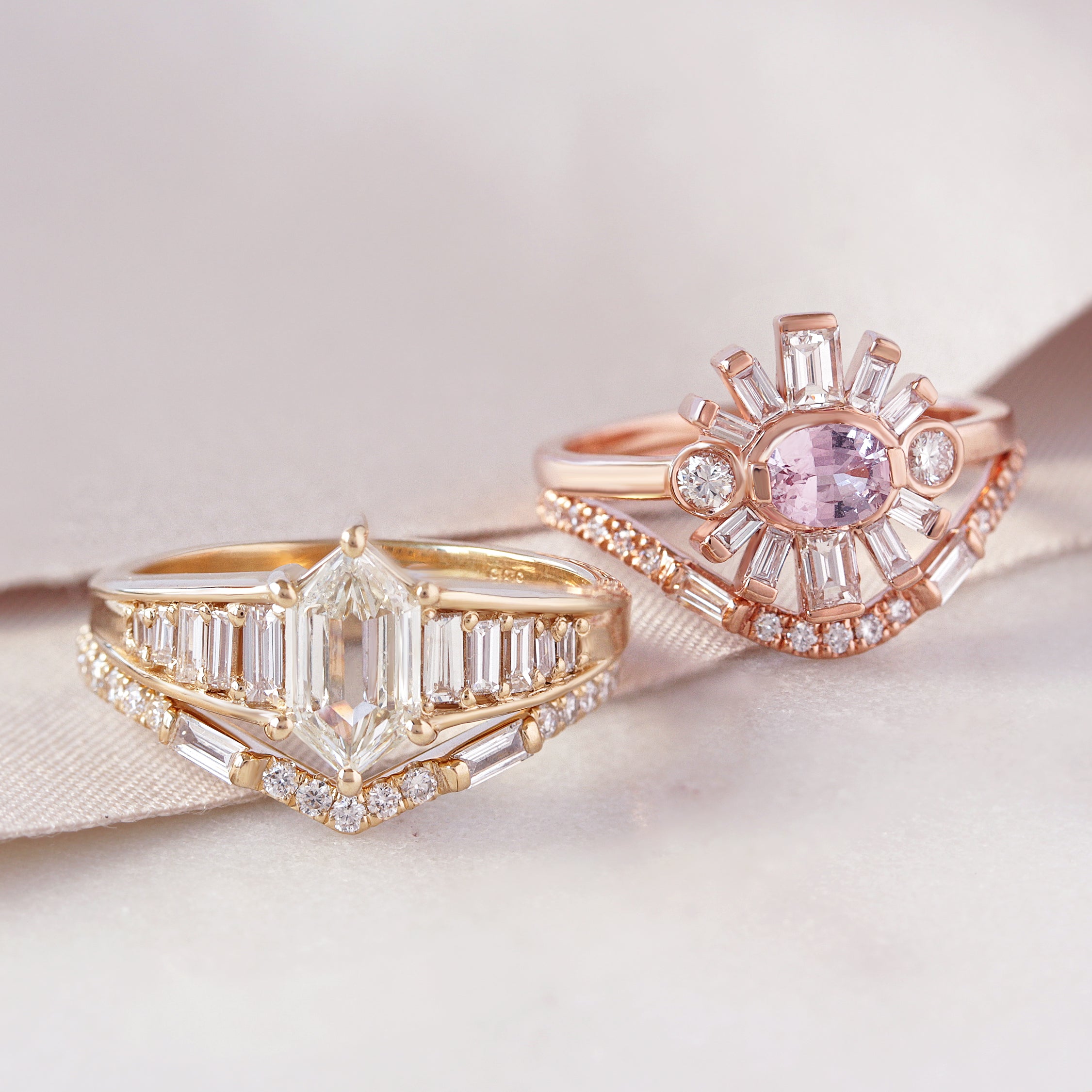 U Curve Baguette Diamond Wedding Ring