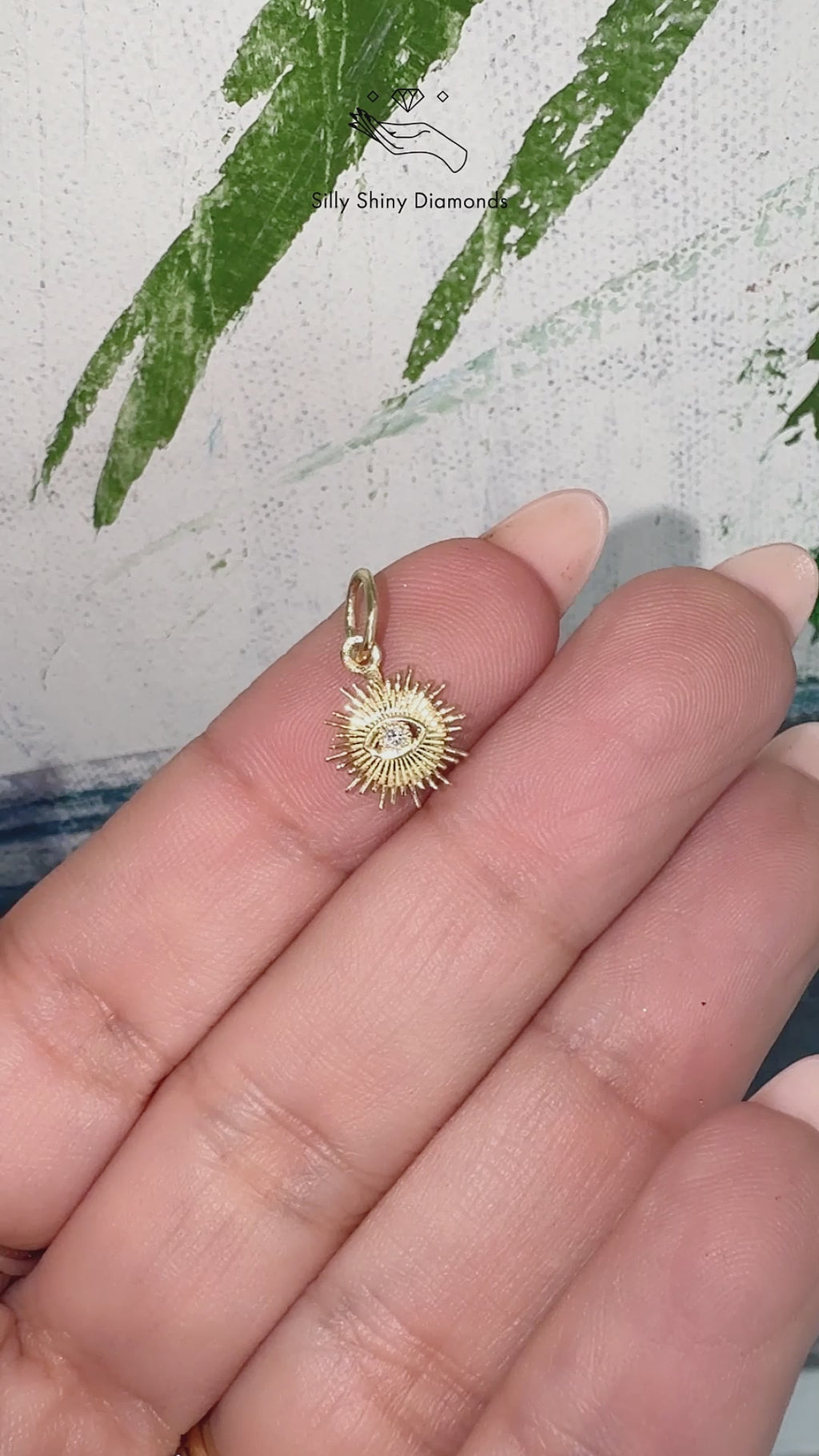 Mini Diamond Celestial Charm Necklace | 14K Gold Evil Eye Sun Star Pendant | Dainty Protection Amulet, evil eye sun charm, gold diamond evil eye pendant, celestial eye charm, sunburst charm gold, protective amulet charm, dainty spiritual pendant, tiny gold evil eye, mini charm for necklace, 14k gold celestial charm, cosmic jewelry, radiant gold charm, mystic eye pendant, fine jewelry charm, spiritual protection charm