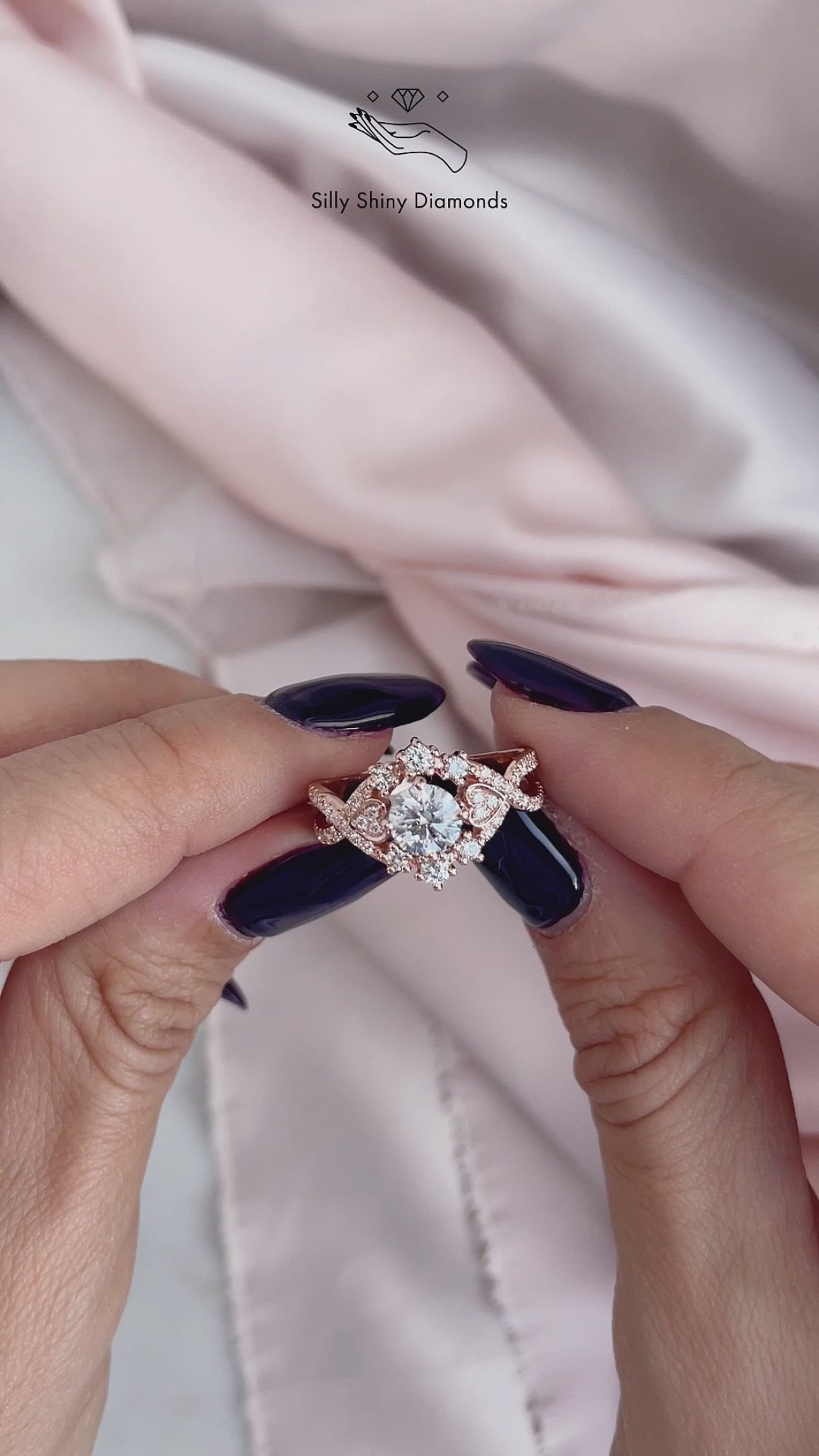 Starts & Heart Unique Diamond Halo Engagement, Bridal Rings Set  "Destiny" & "Hermes" ♥