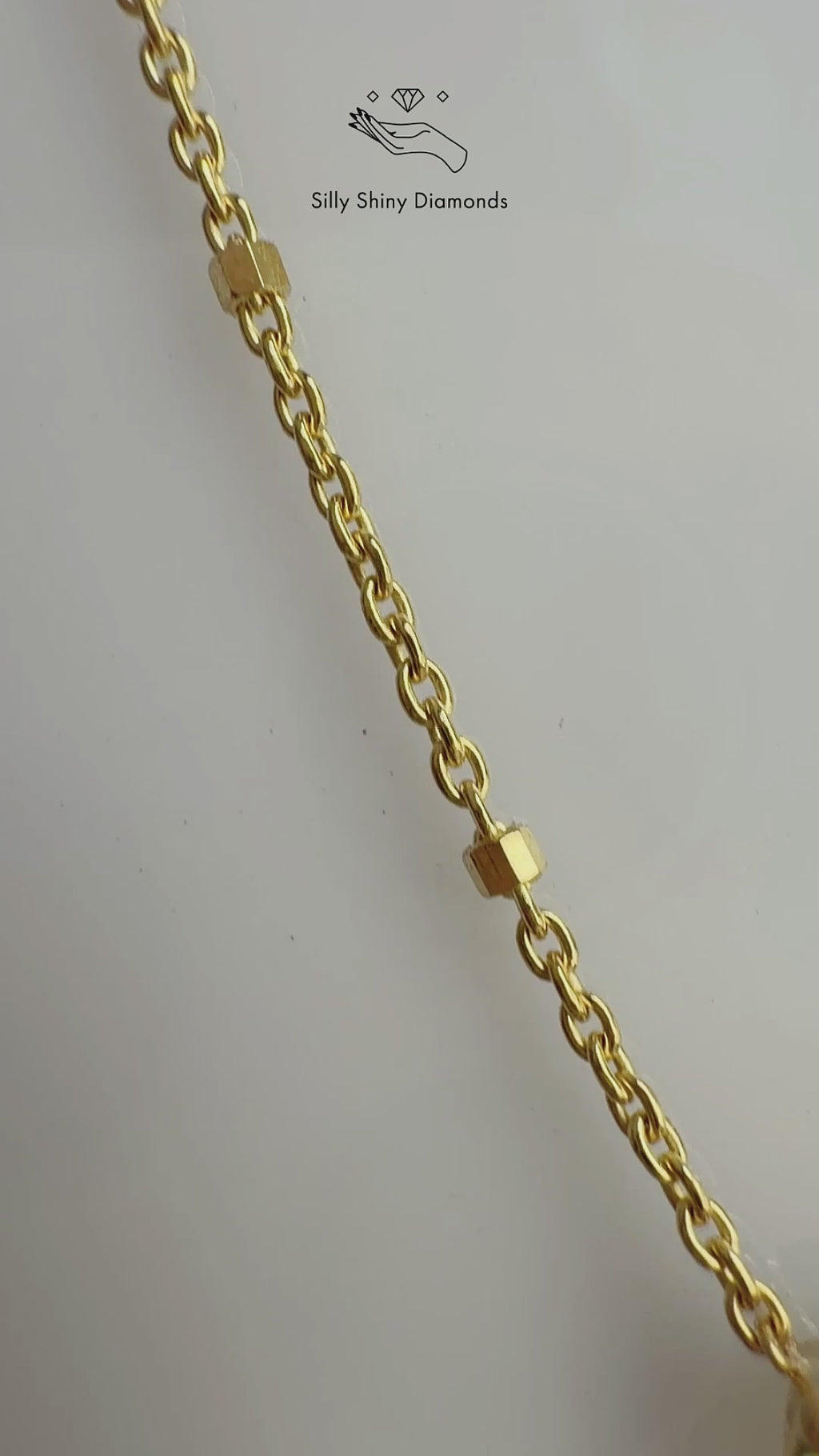 0.30CT Green Lab Diamond Round Beads Chain Necklace, charm, pendant, necklace, green, green lab diamond, round