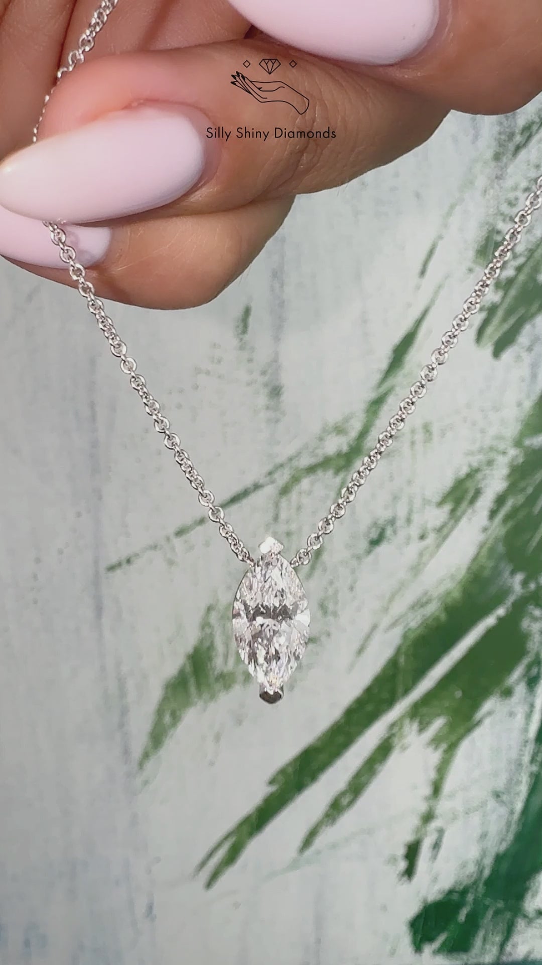 Marquise Diamond Solitaire Necklace 1CT / 2CT / 3CT, solitaire necklace, 14K gold, IGI certified, Minimalist