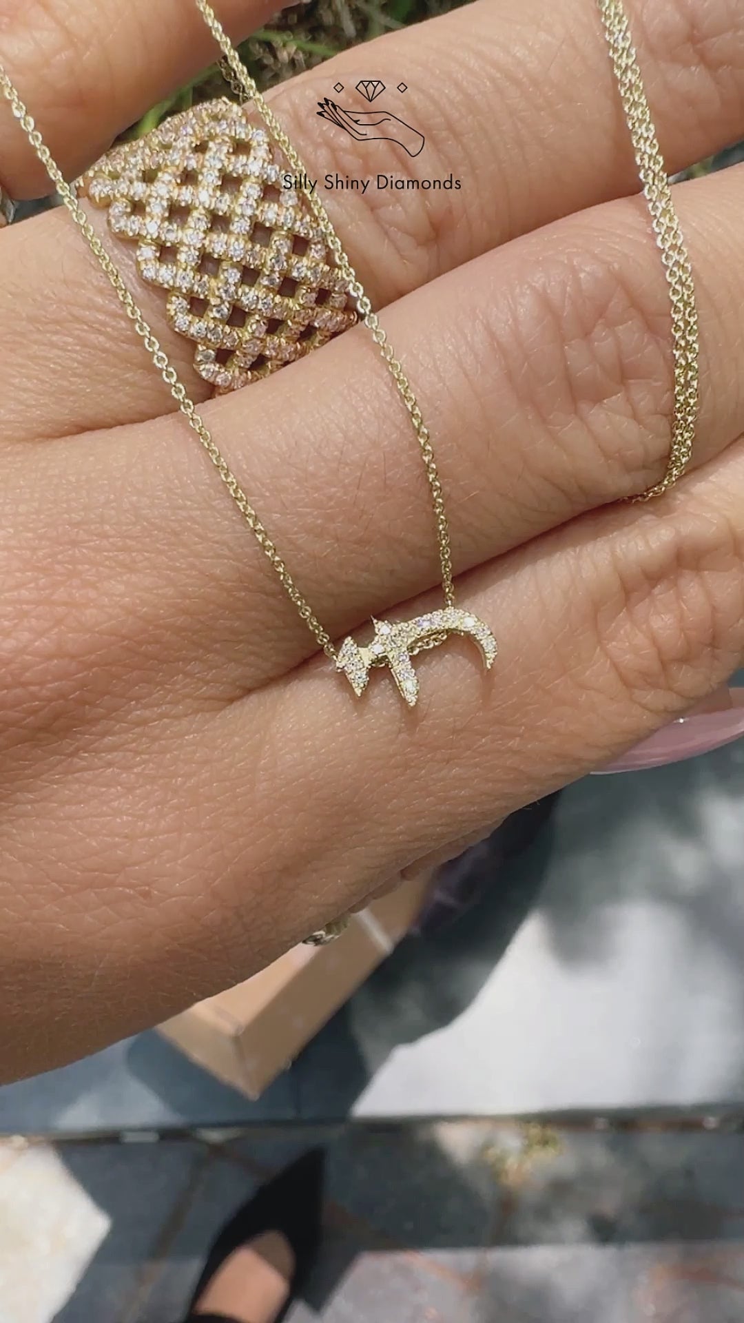 Chai diamond Necklace Am Yisrael Chai Bible Font, made in israel, am yisrael chai, alive, kabala, judainca, diamond necklace