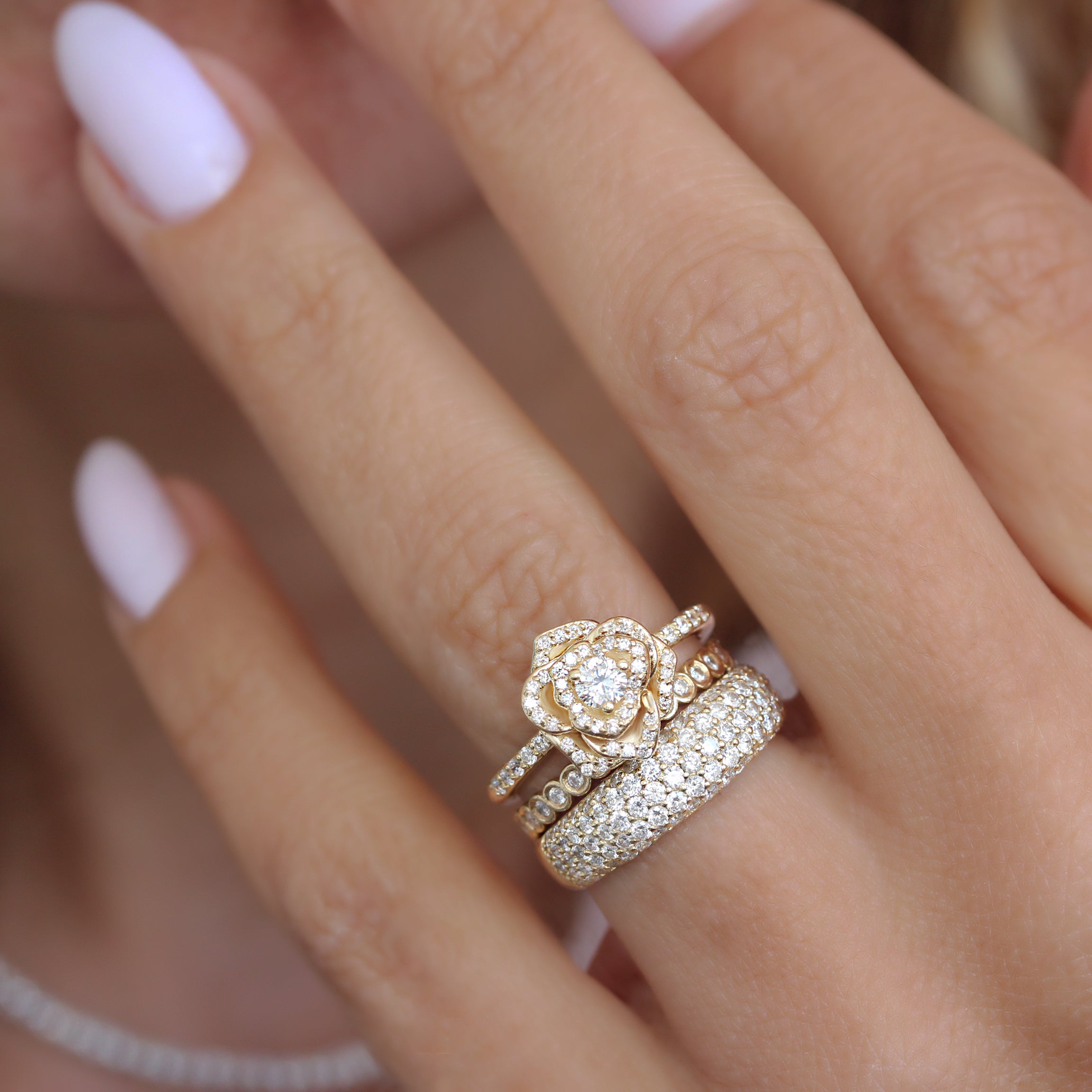 Rose Flower Diamond Ring