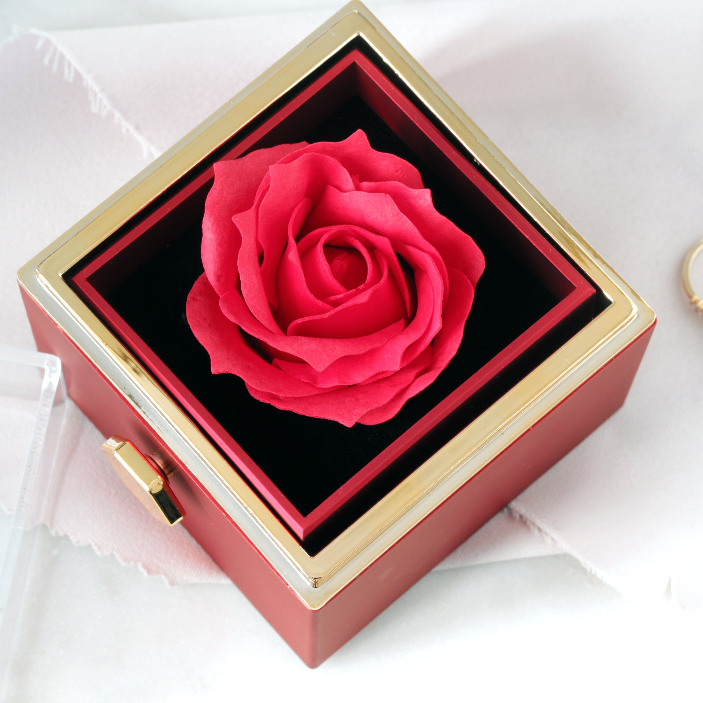 Fashion Red Rose Ring Box Creative Lucky Plush Toy Ring Box - Temu
