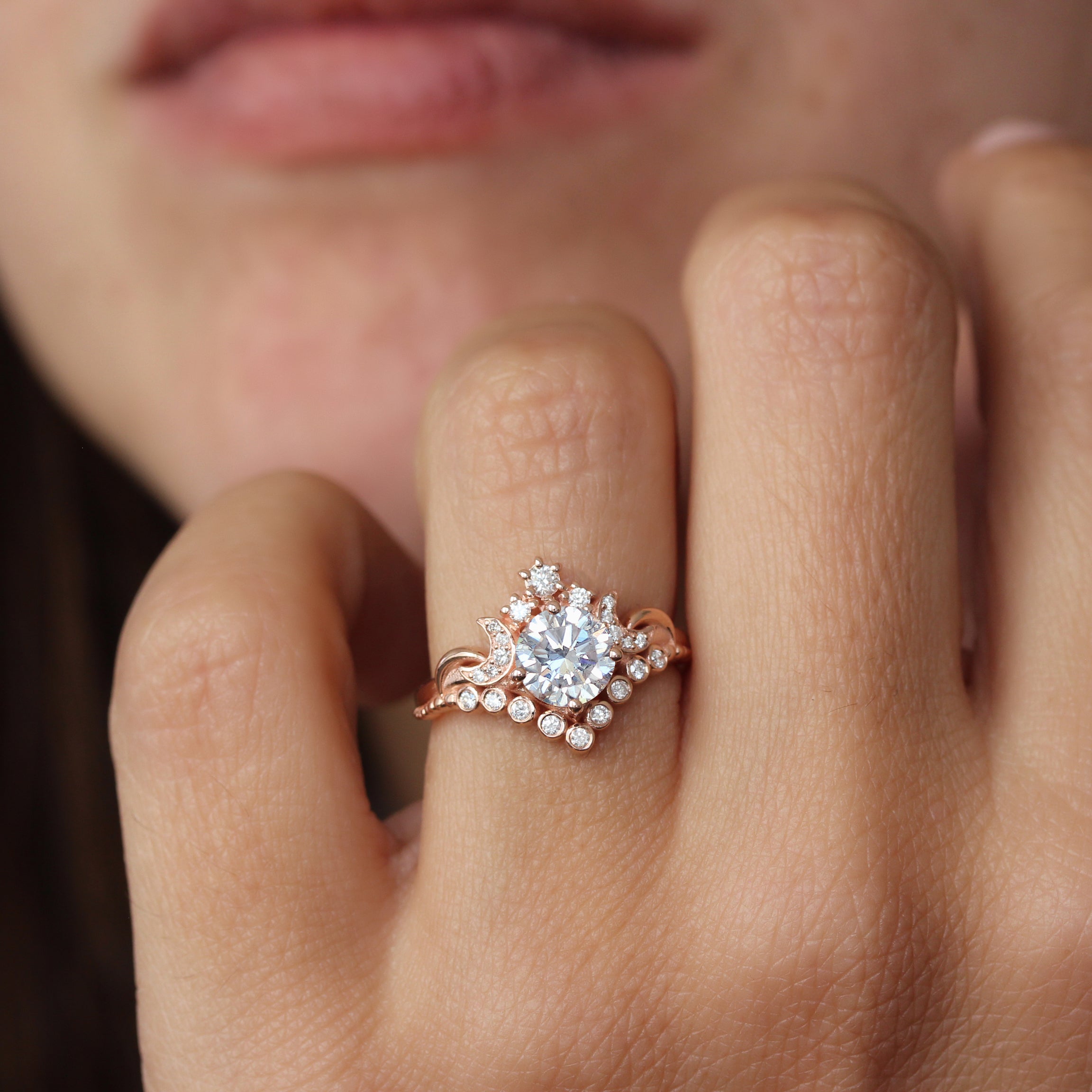 1CT Diamond Celestial Unique Engagement Ring "Moonlight" ♥