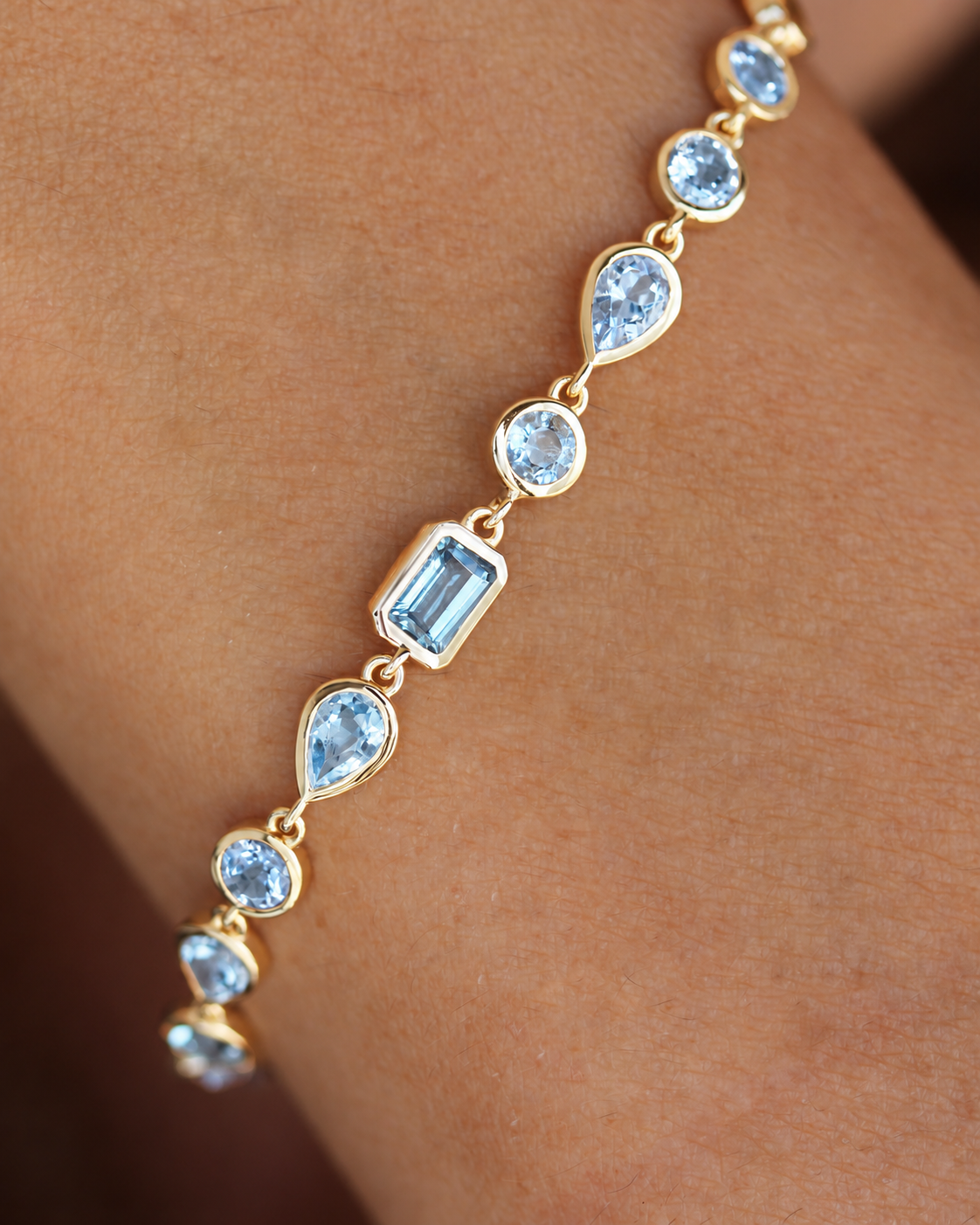 Multi Shape Bezel Set Topaz Bracelet