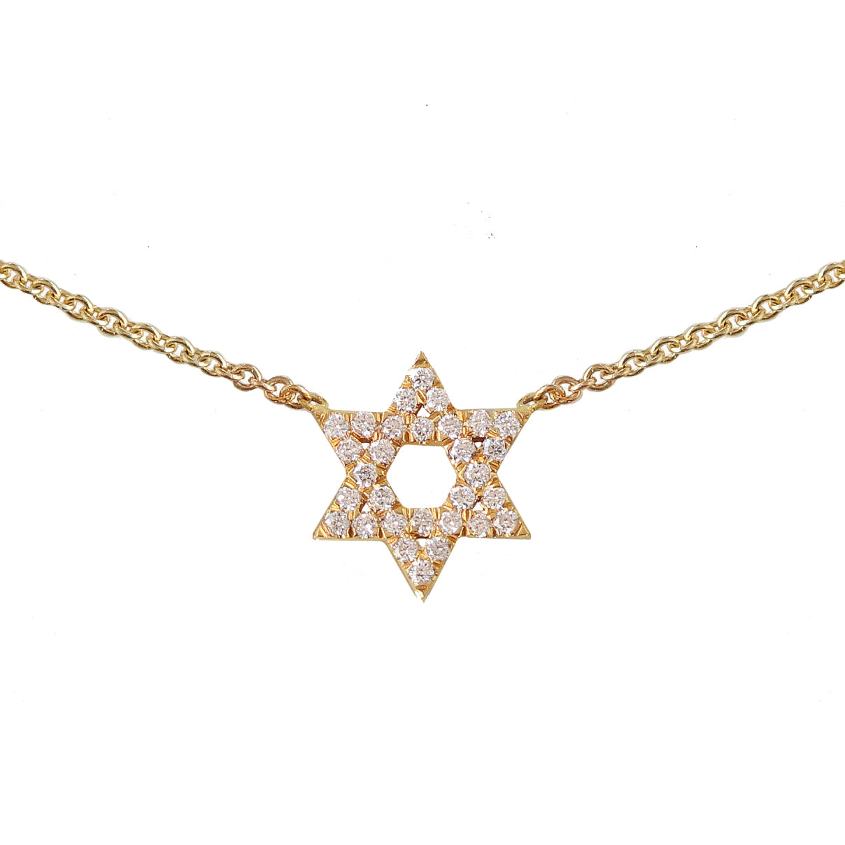 Small Star of David Diamond Pendant Gold Necklace ♥