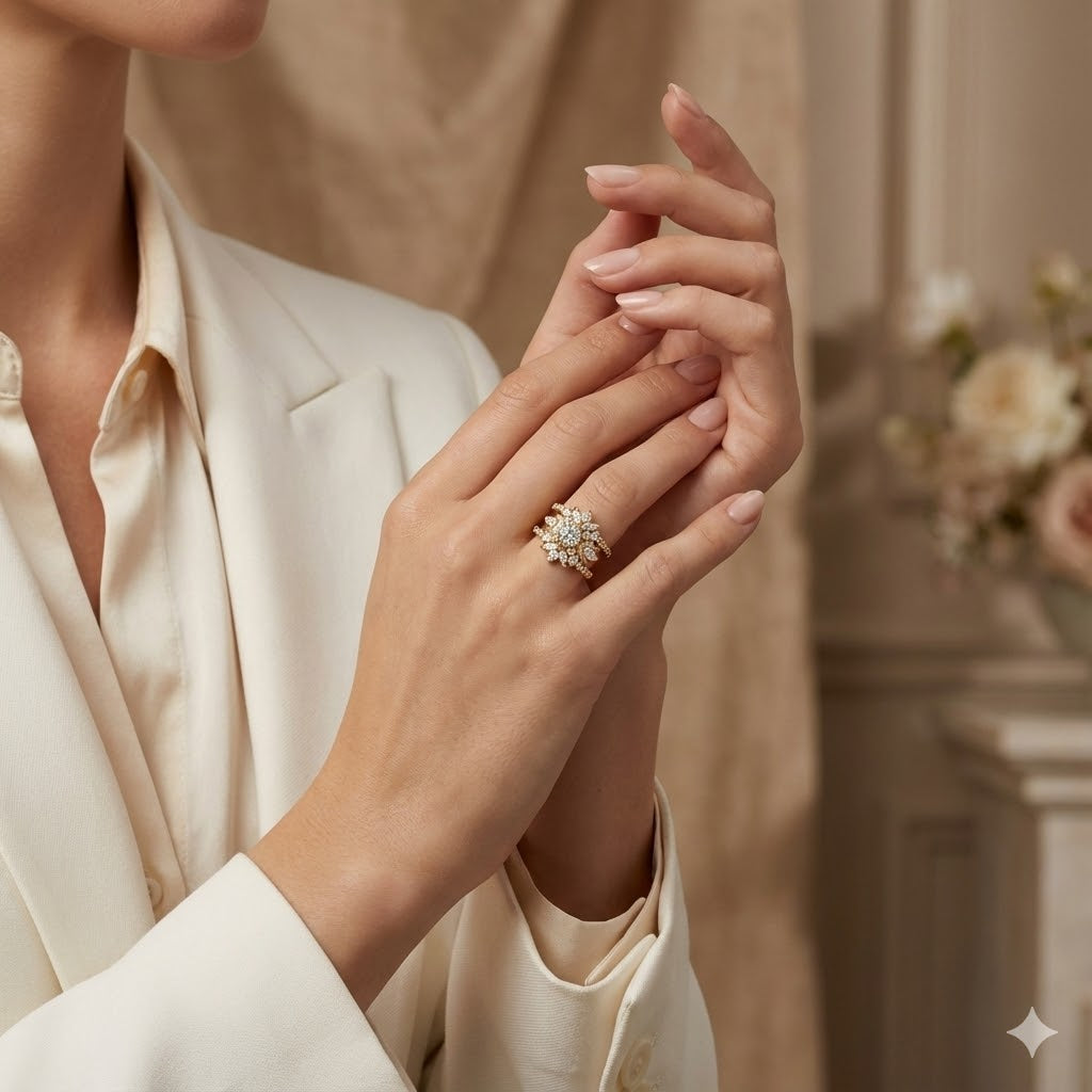 Diamond Celestial Moon Unique Engagement Ring  The Wildflower