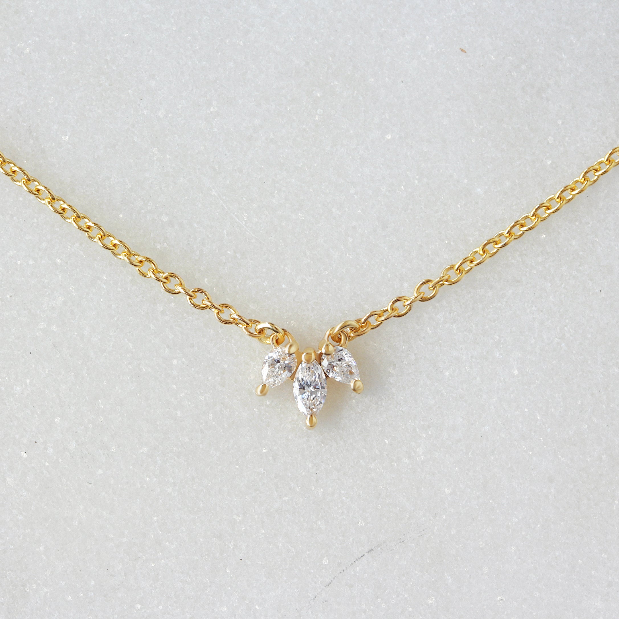 Marquise and Pear Diamonds Minimal Dainty Unique Necklace - Jenny ♥
