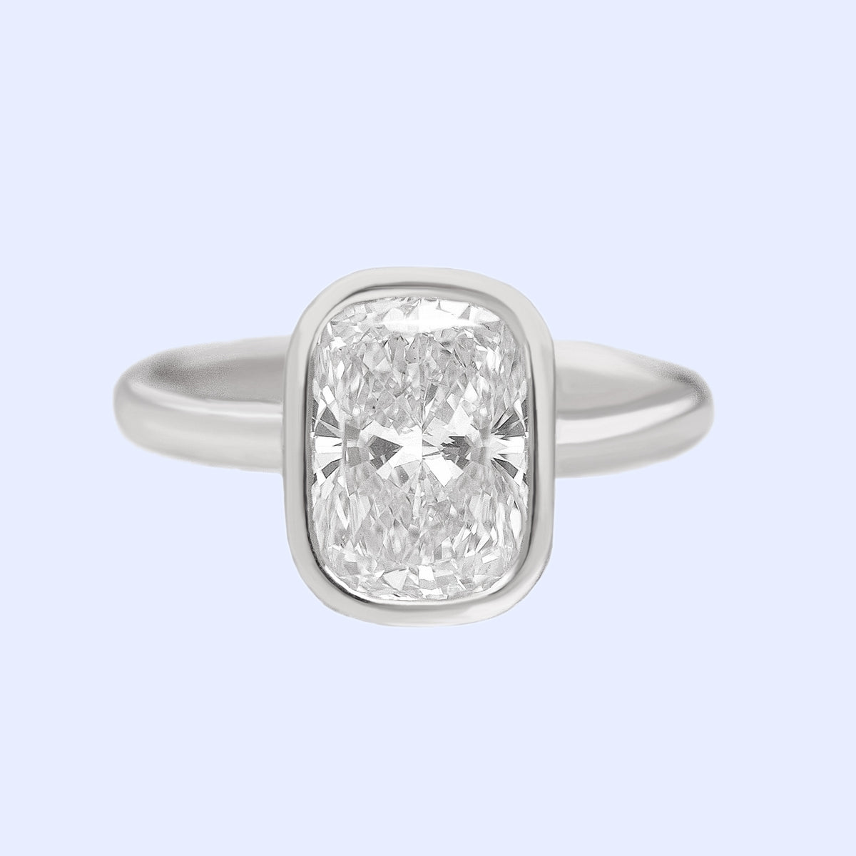 Cushion Cut Solitaire Bezel Set Diamond Engagement Ring - Grace