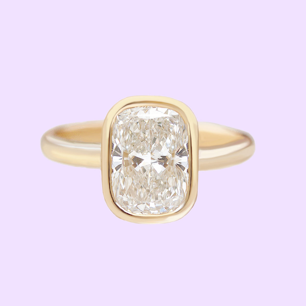 Cushion Cut Solitaire Bezel Set Diamond Engagement Ring - Grace
