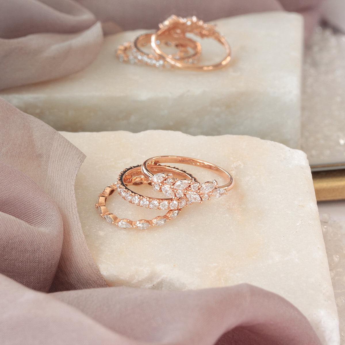Unique Half Eternity diamond wedding ring