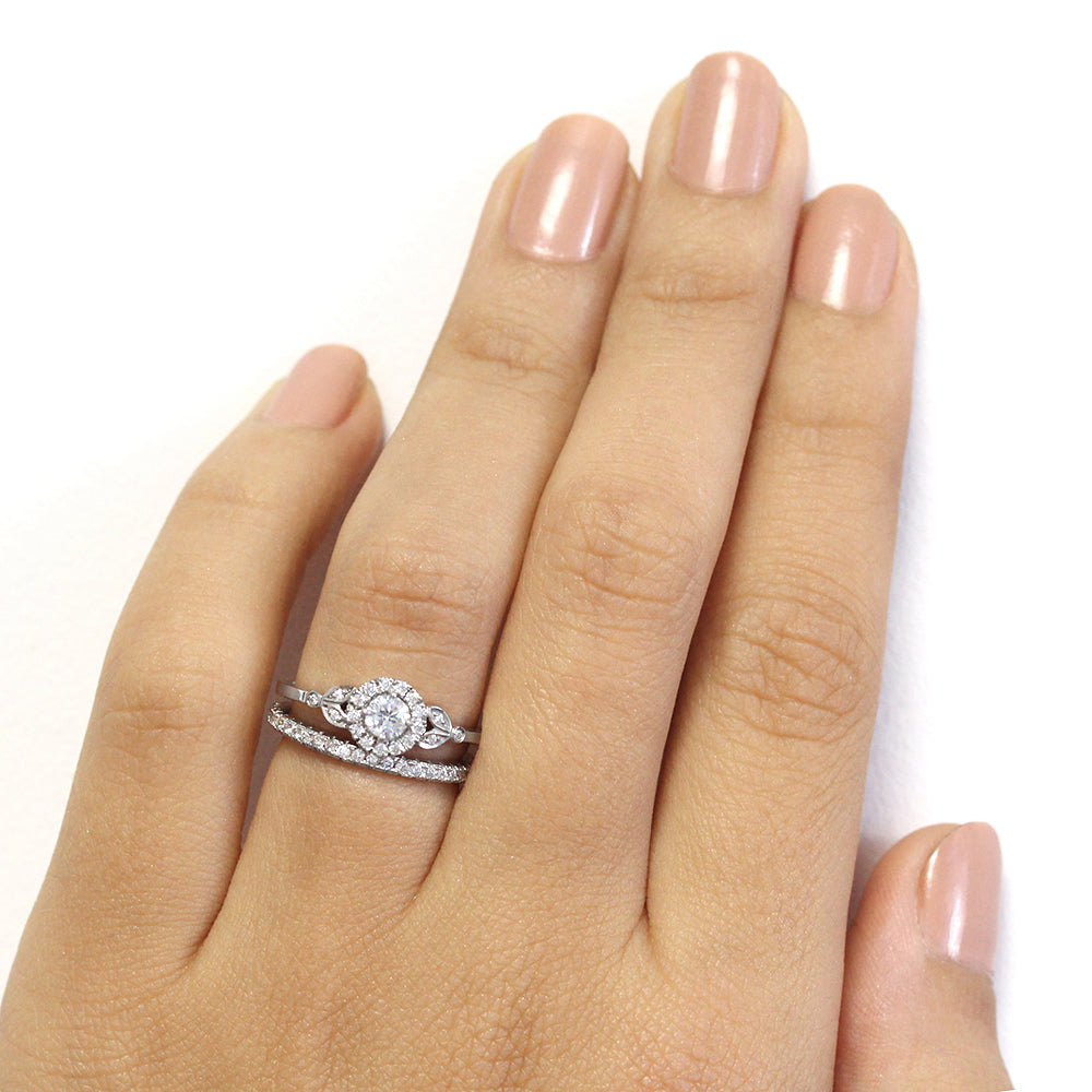 0.20ct Rome Crown Dainty Diamond Halo Promise Ring