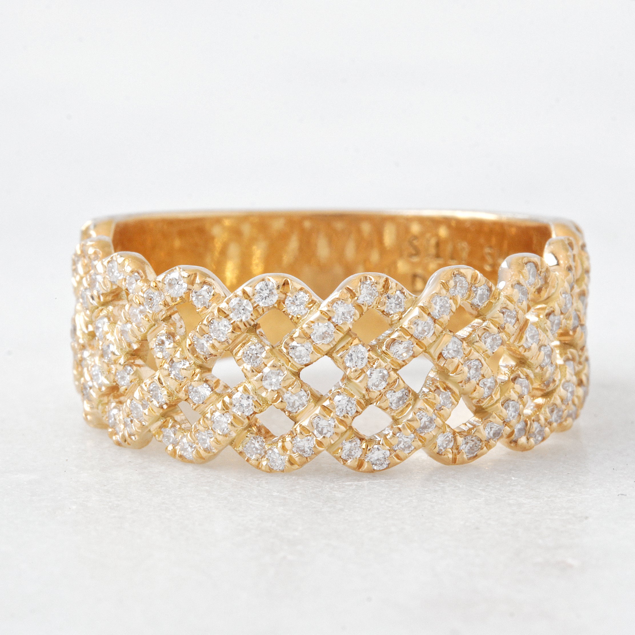 Braided Wide Diamond Anniversary Band, 18K, Yellow Gold, Size 8.5, READY TO SHIP!