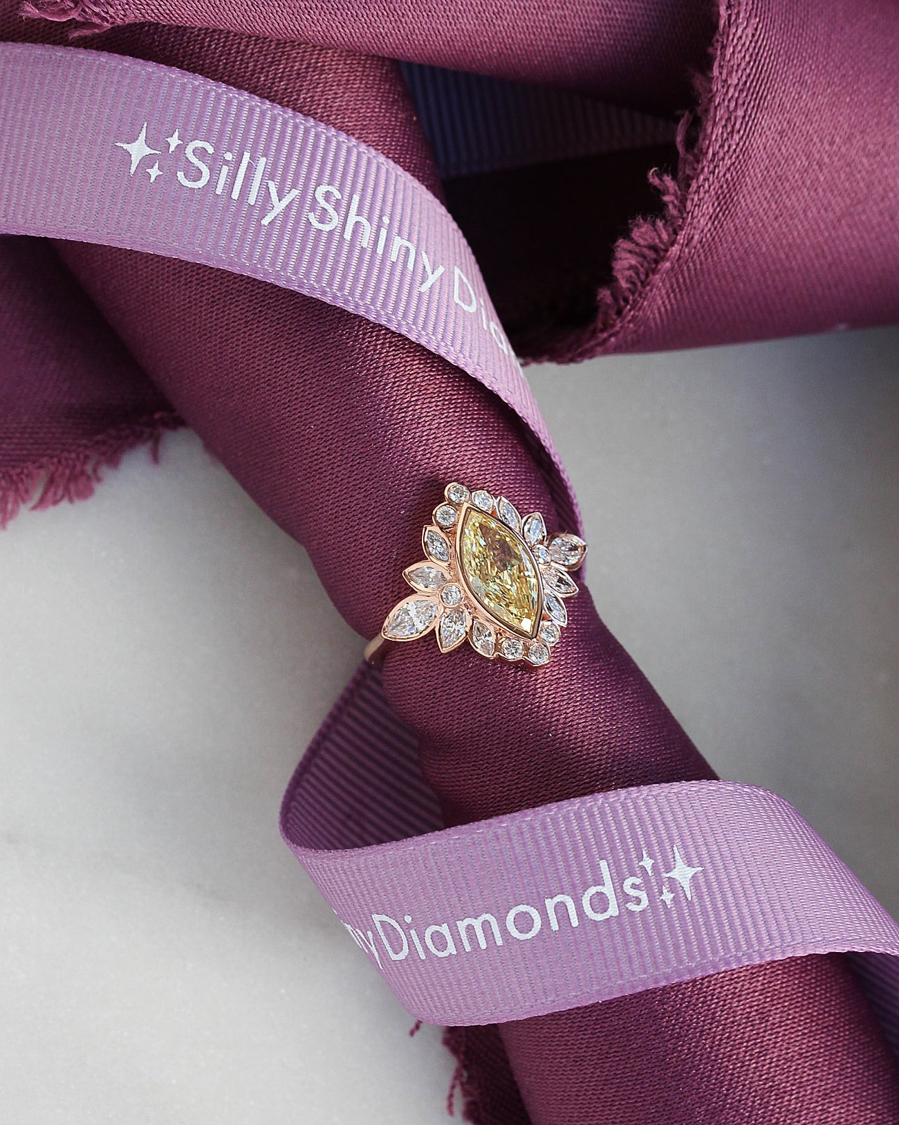 1ct Marquise Canary Yellow Lab Grown Diamond Bezel Statement Engagement Ring - Alicent