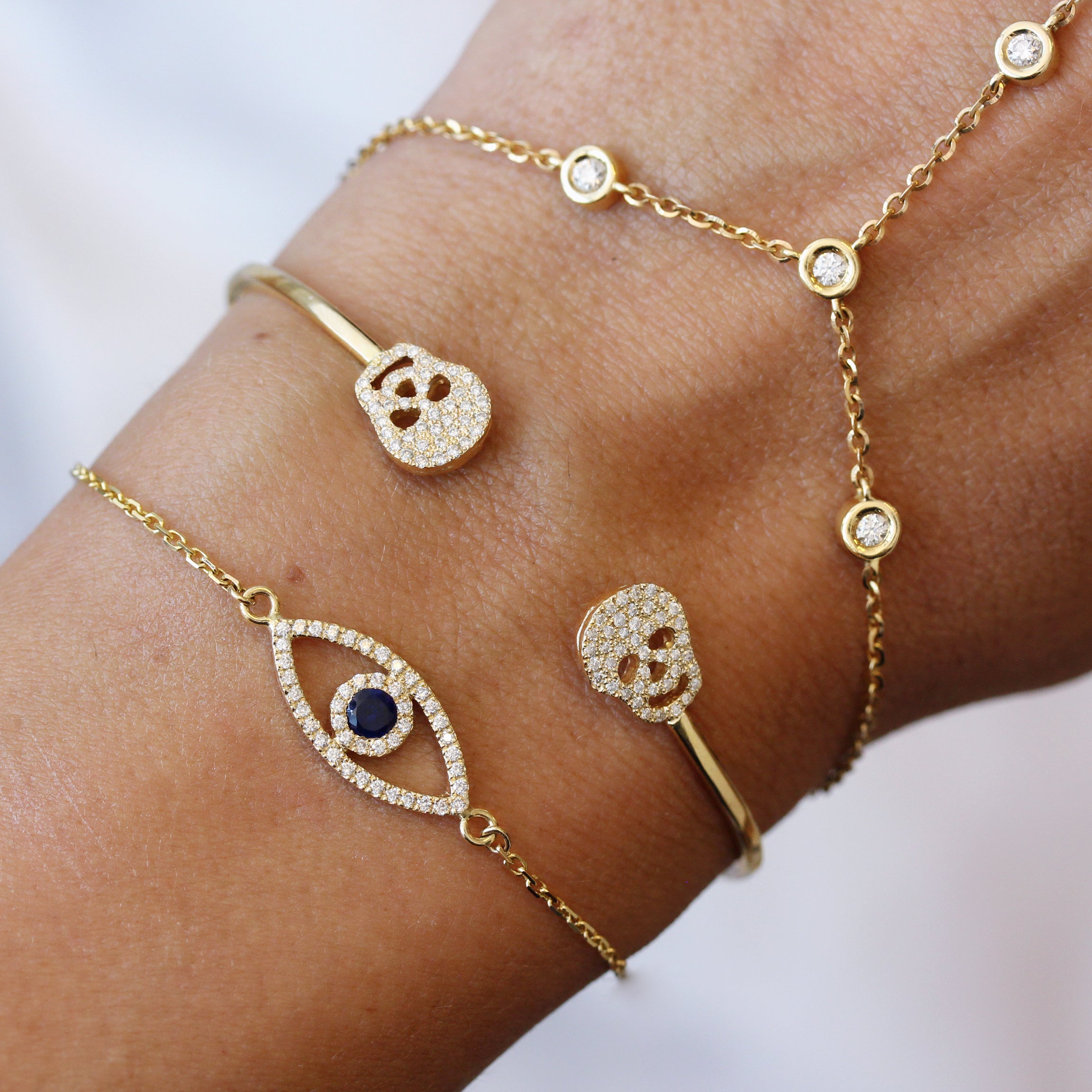 Evil Eye Sapphire, Ruby or Emerald & Diamonds Bracelet