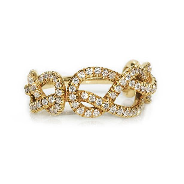 3 Infinity Love Knots Diamond Ring, 14K Yellow Gold, Ready to ship ♥