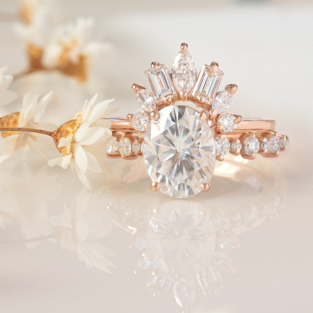 Oval Diamond Dots Band טבעת אירוסין קלאסית - מרגו ♥
