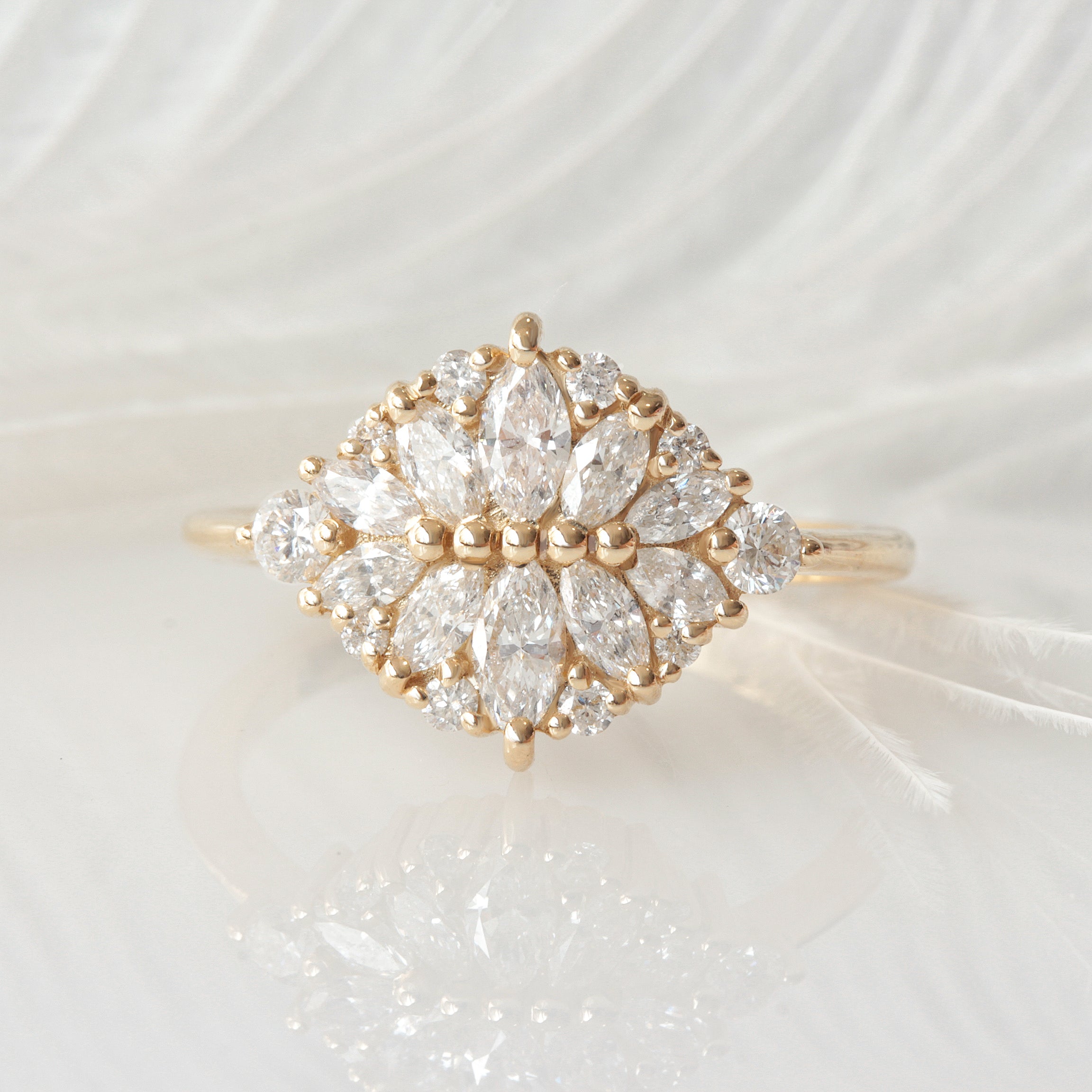 Cluster Marquise Diamond Alternative Engagement Ring - Reflections ♥
