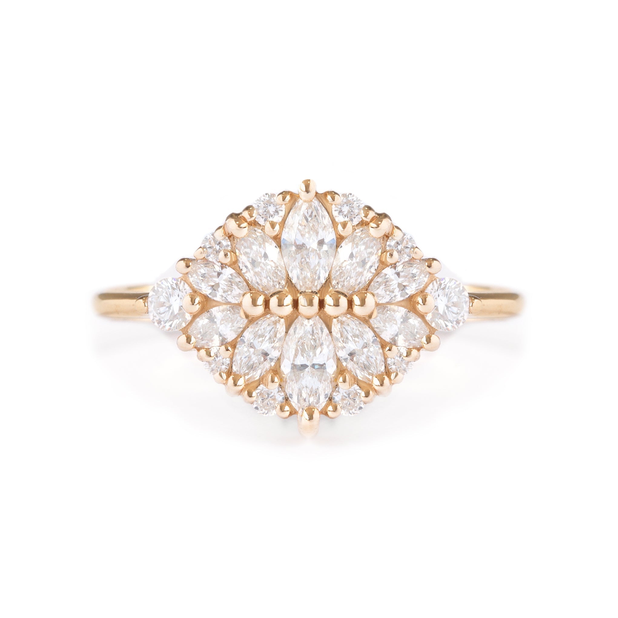 Cluster Marquise Diamond Alternative Engagement Ring - Reflections, 14K Yellow Gold, READY TO SHIP! ♥