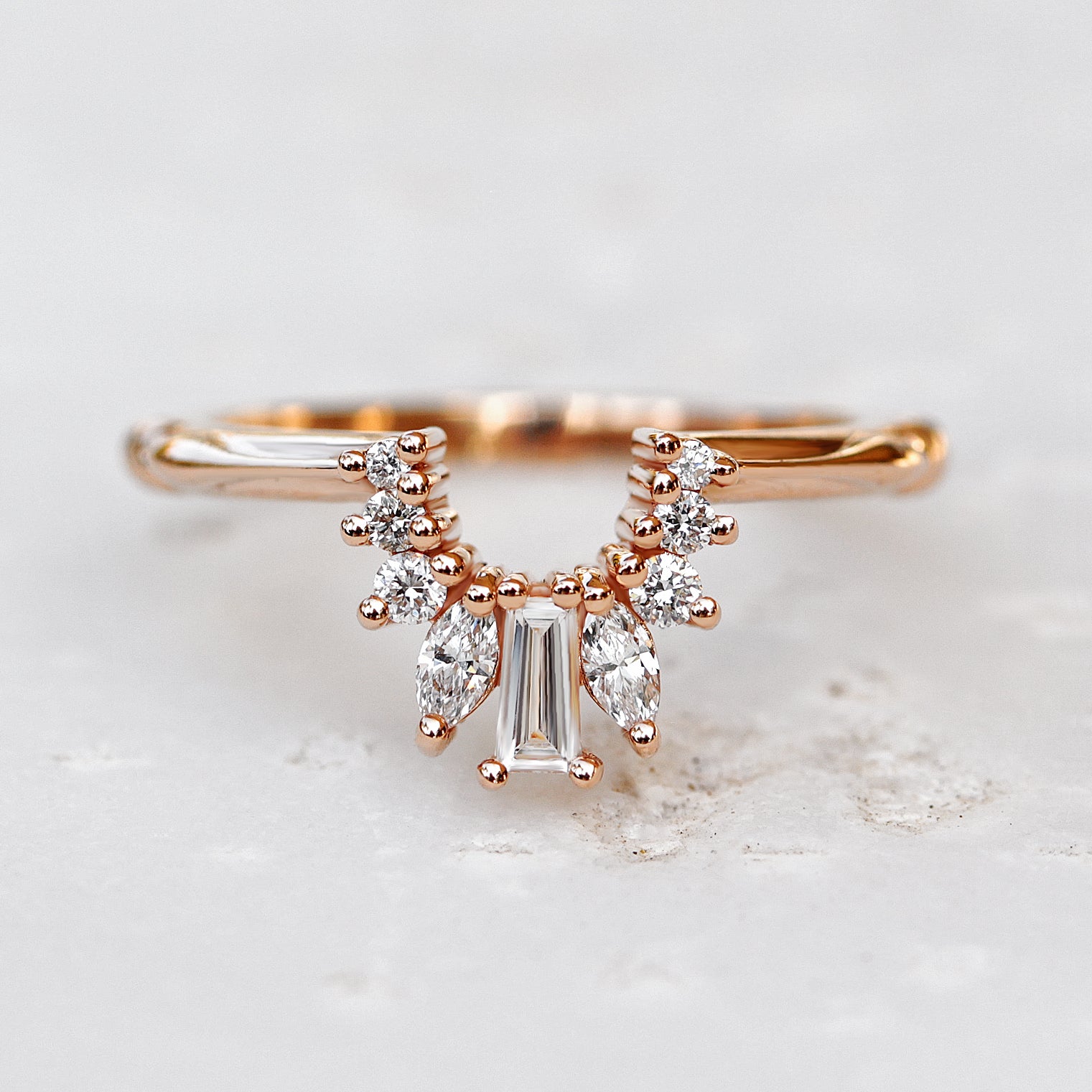 Diamond vintage curved wedding side band - sillyshinydiamonds