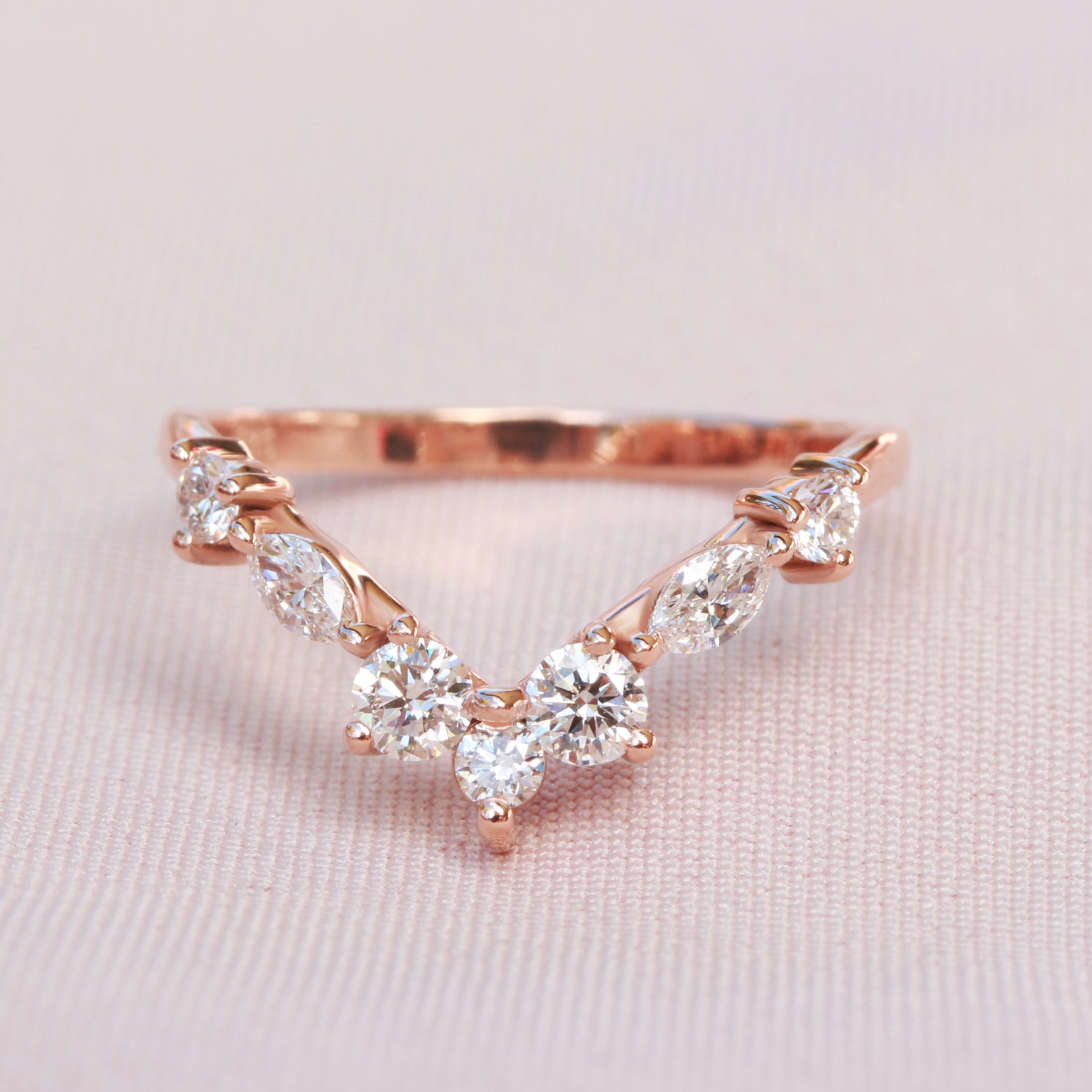 Chevron Nesting Diamond Wedding Ring - Apollo ♥