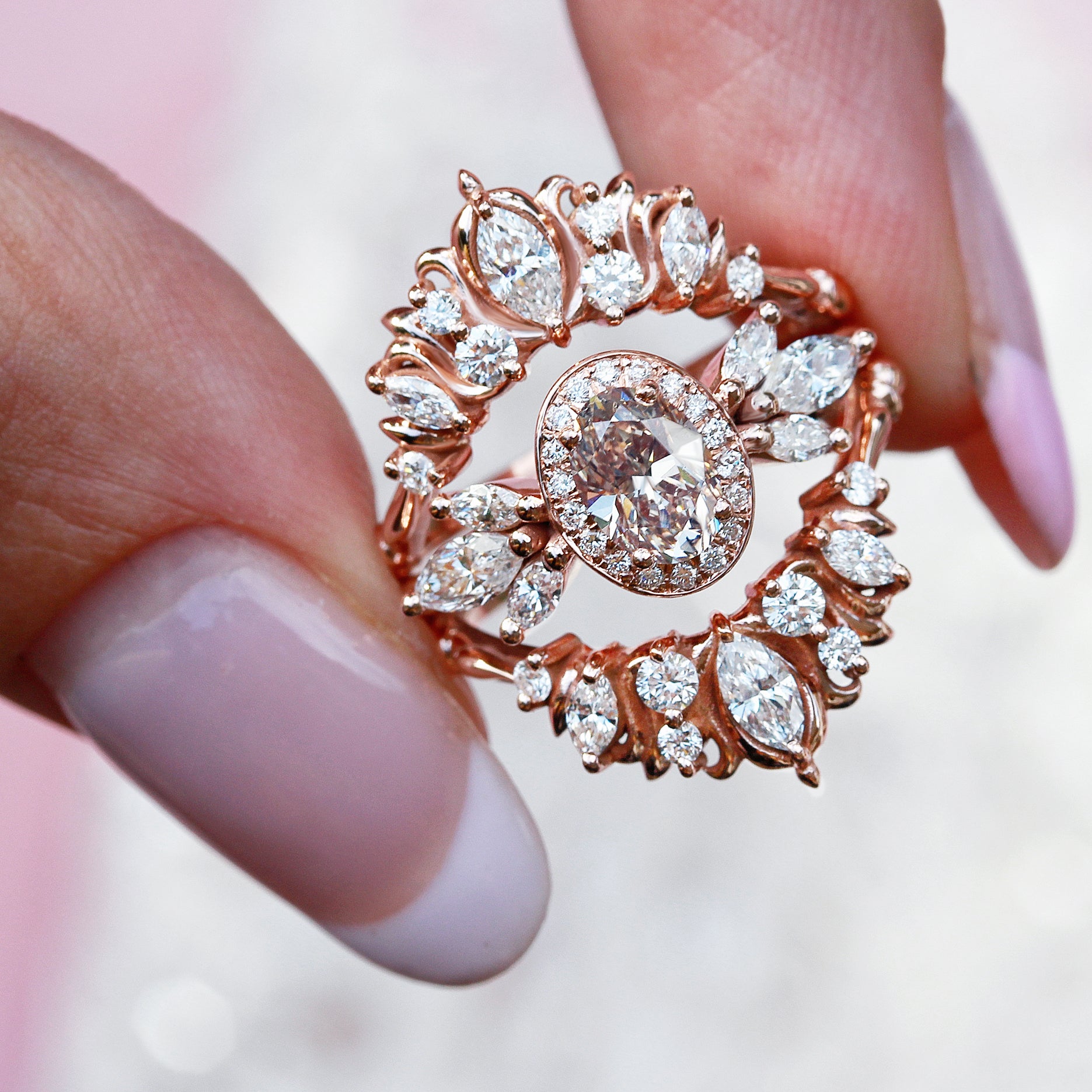 Illuminati unique wedding nesting diamond ring