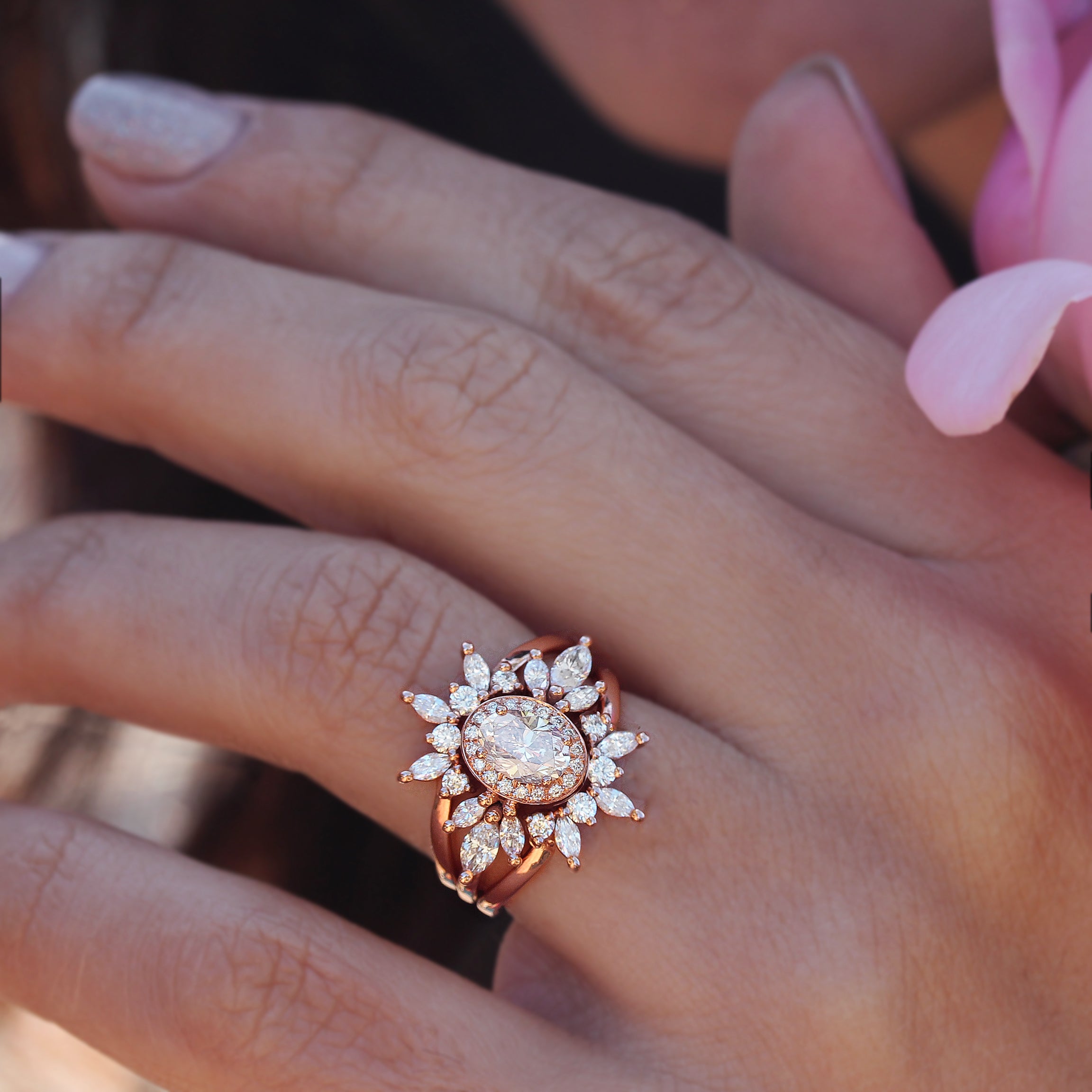 Oval Diamond 1.30ct Unique Engagement Ring, "Athena" & Two Athena's Crowns ♥