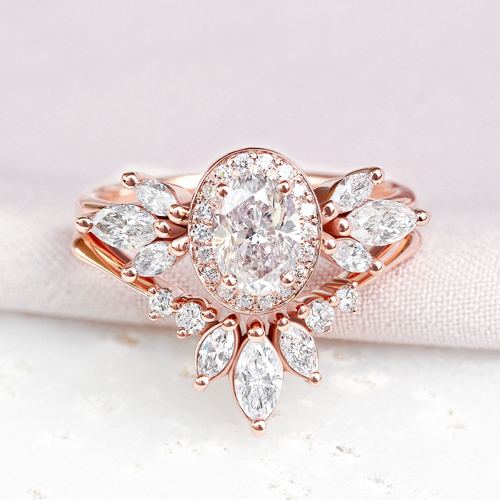 Oval Diamond 1.33ct Unique Engagement Ring, Athena - sillyshinydiamonds