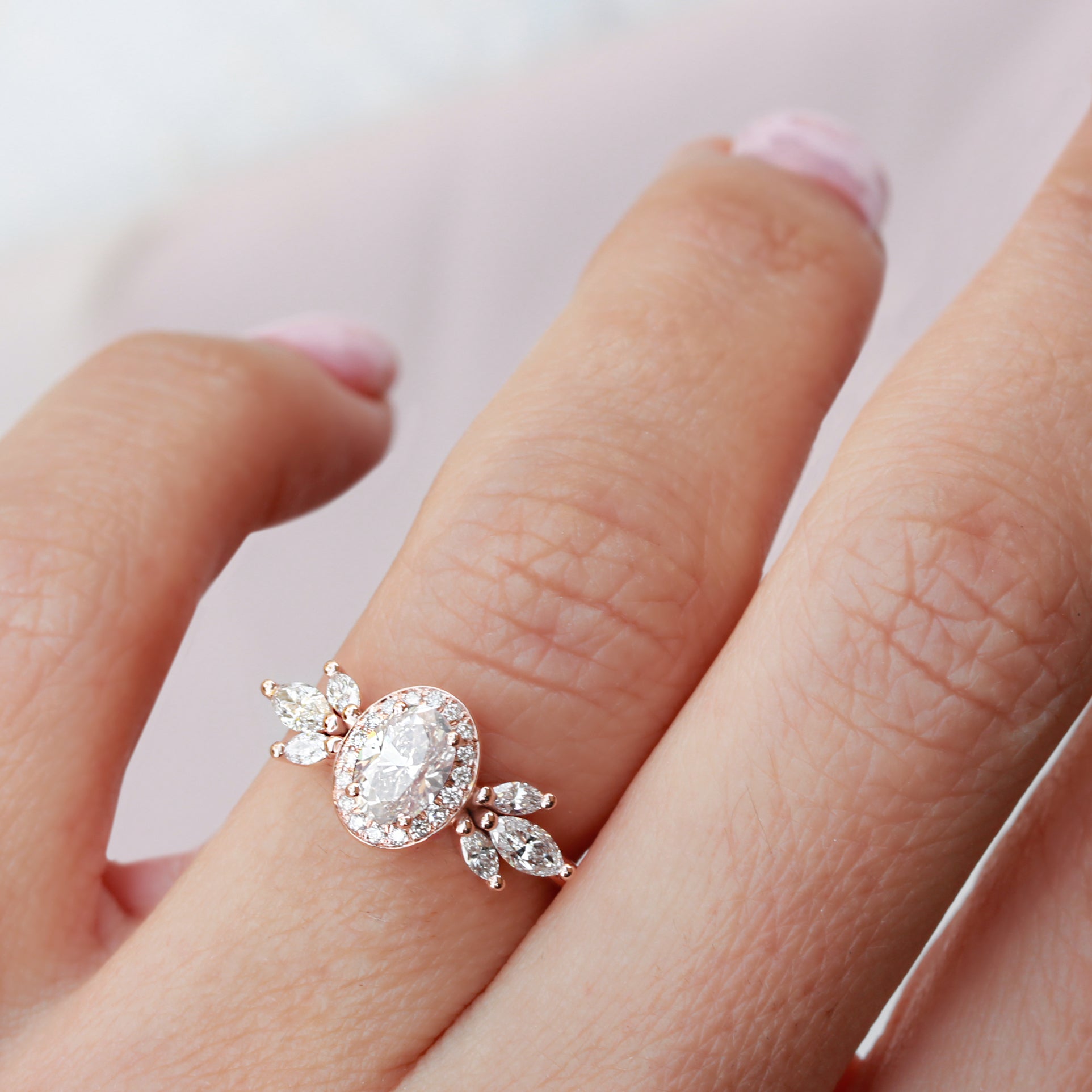 Oval Diamond 1.33ct Unique Engagement Ring, Athena - sillyshinydiamonds