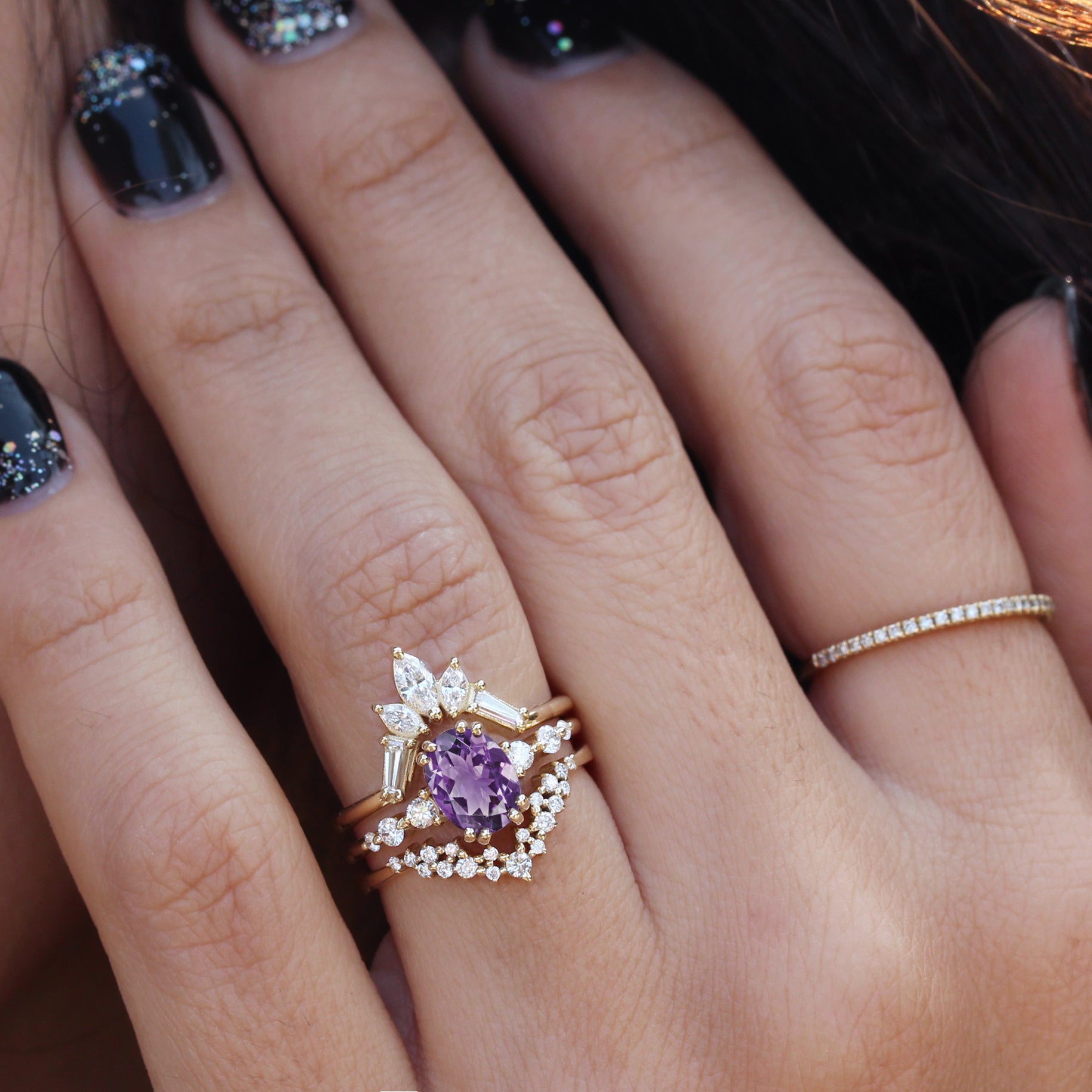 Candy pop Oval Amethyst and Diamond Ring ♥