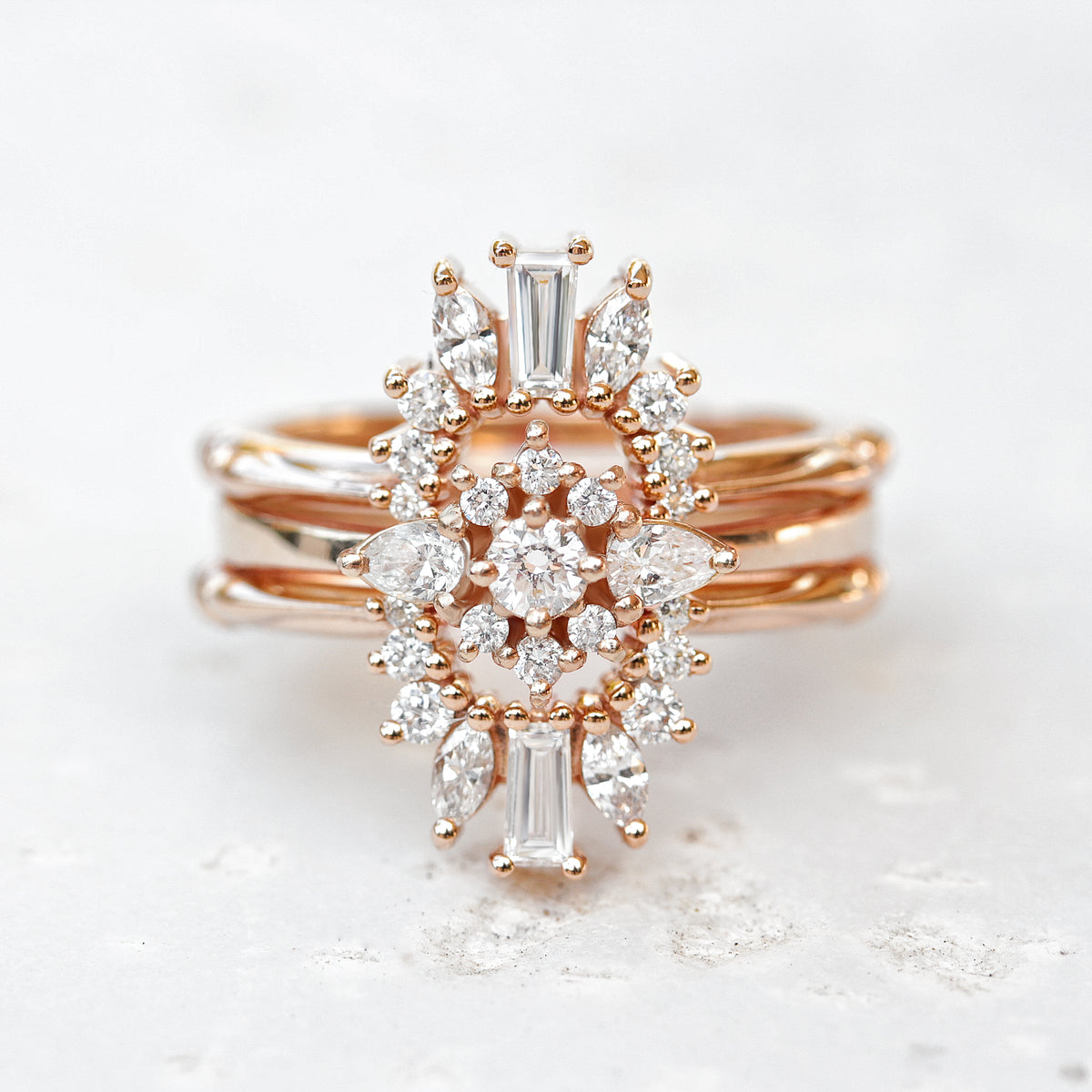Diamond vintage curved wedding side band - sillyshinydiamonds