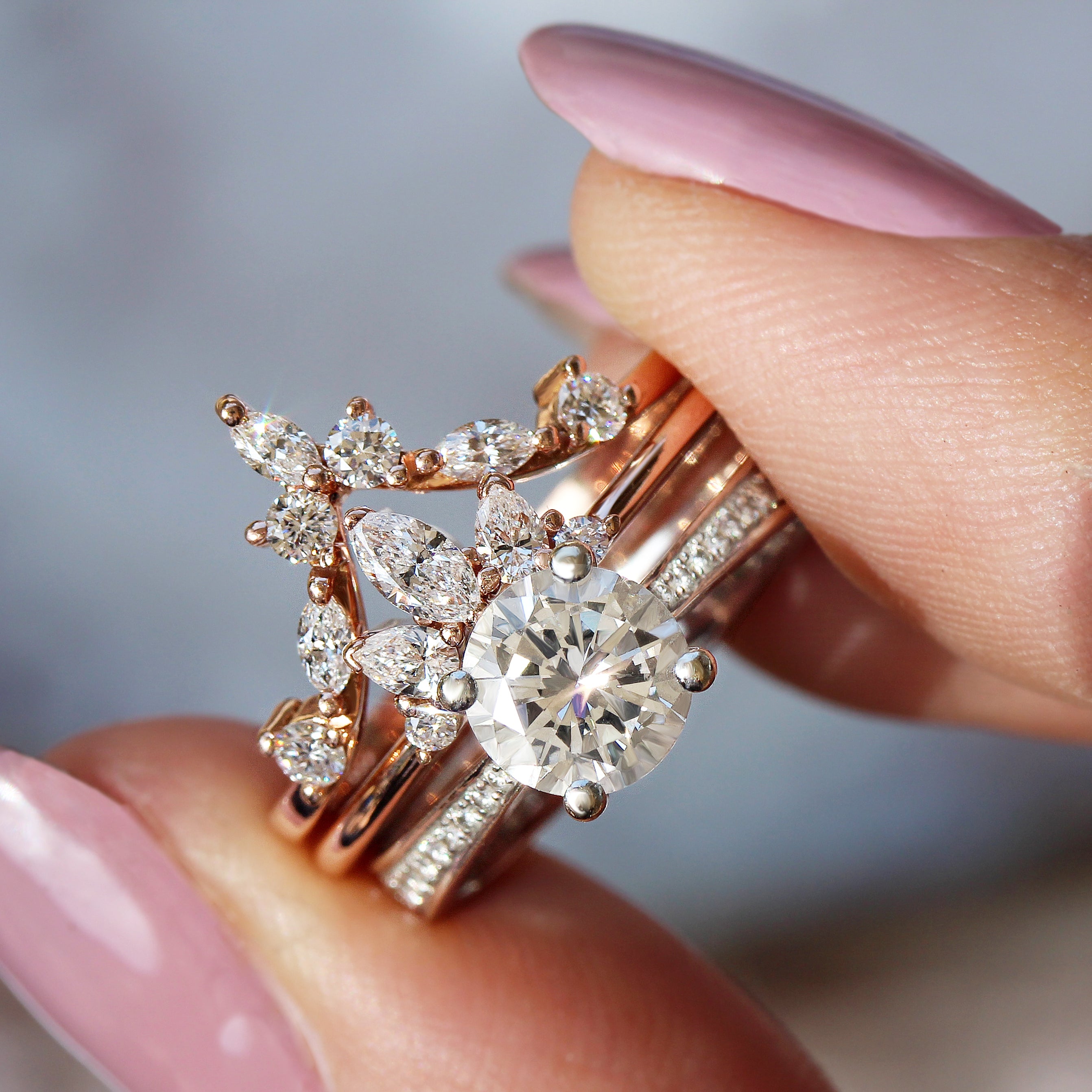 Chevron Unique Diamond Nesting Ring - Lynn ♥