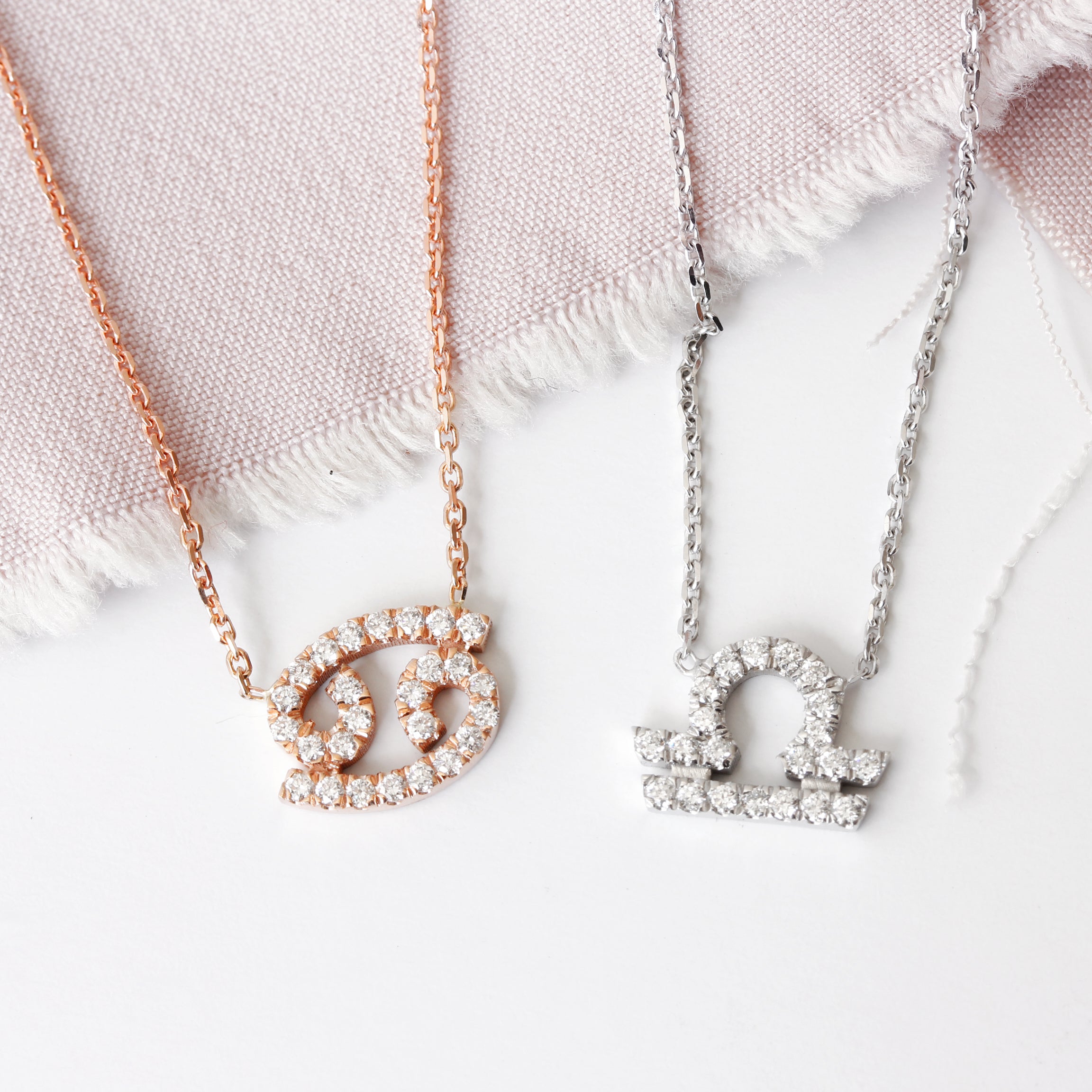 Small Zodiac Astrology Symbol Diamond Pendant Necklace