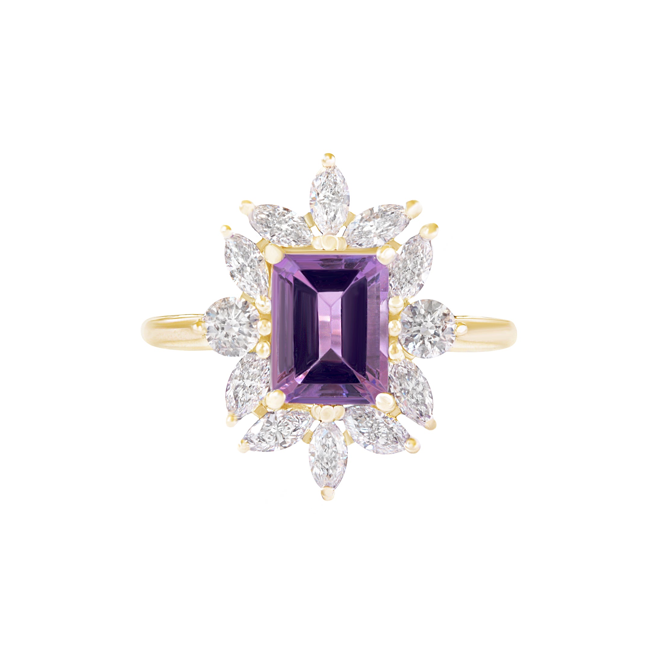 Amethyst and Diamond Engagement ring, Charlotte