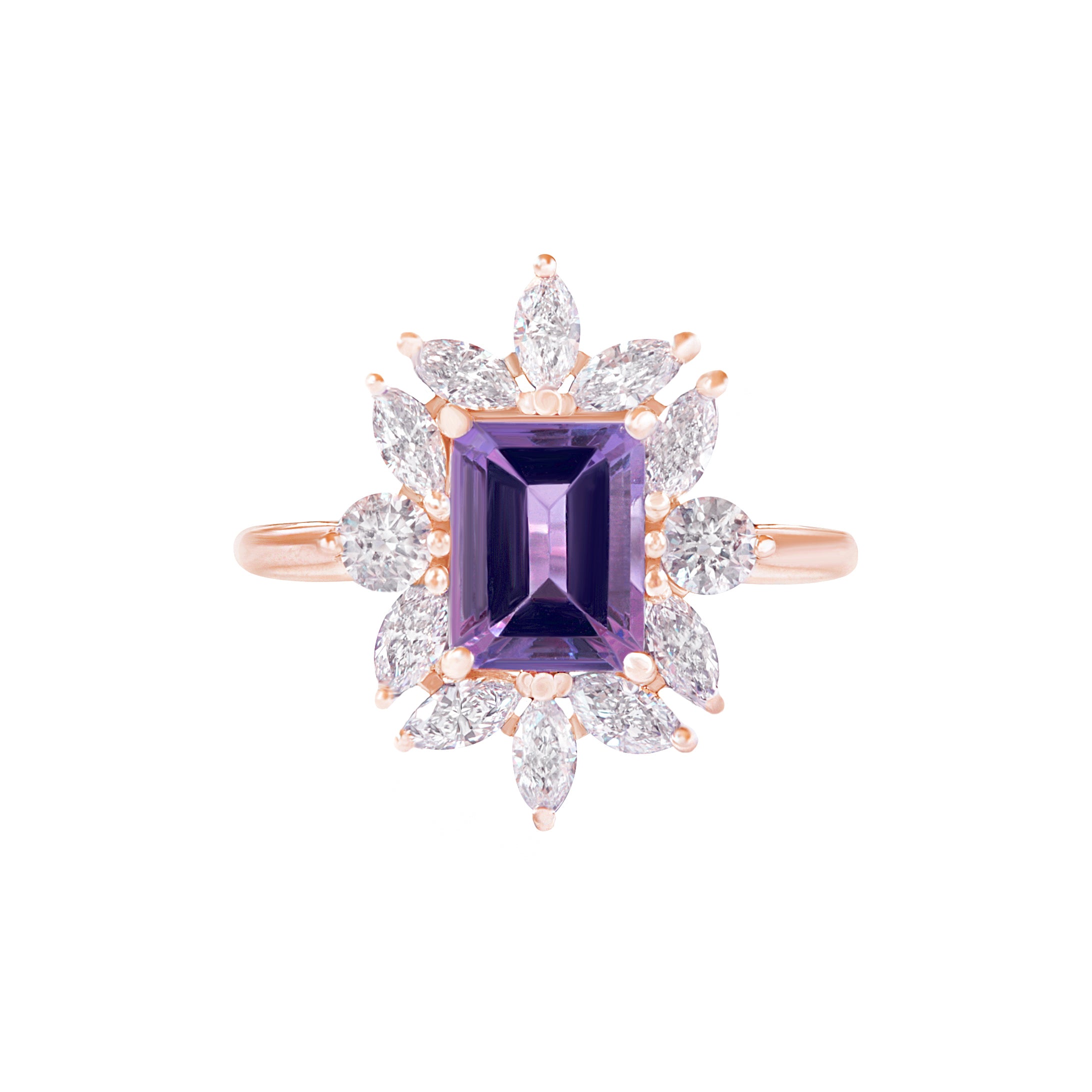 Amethyst and Diamond Engagement ring, Charlotte