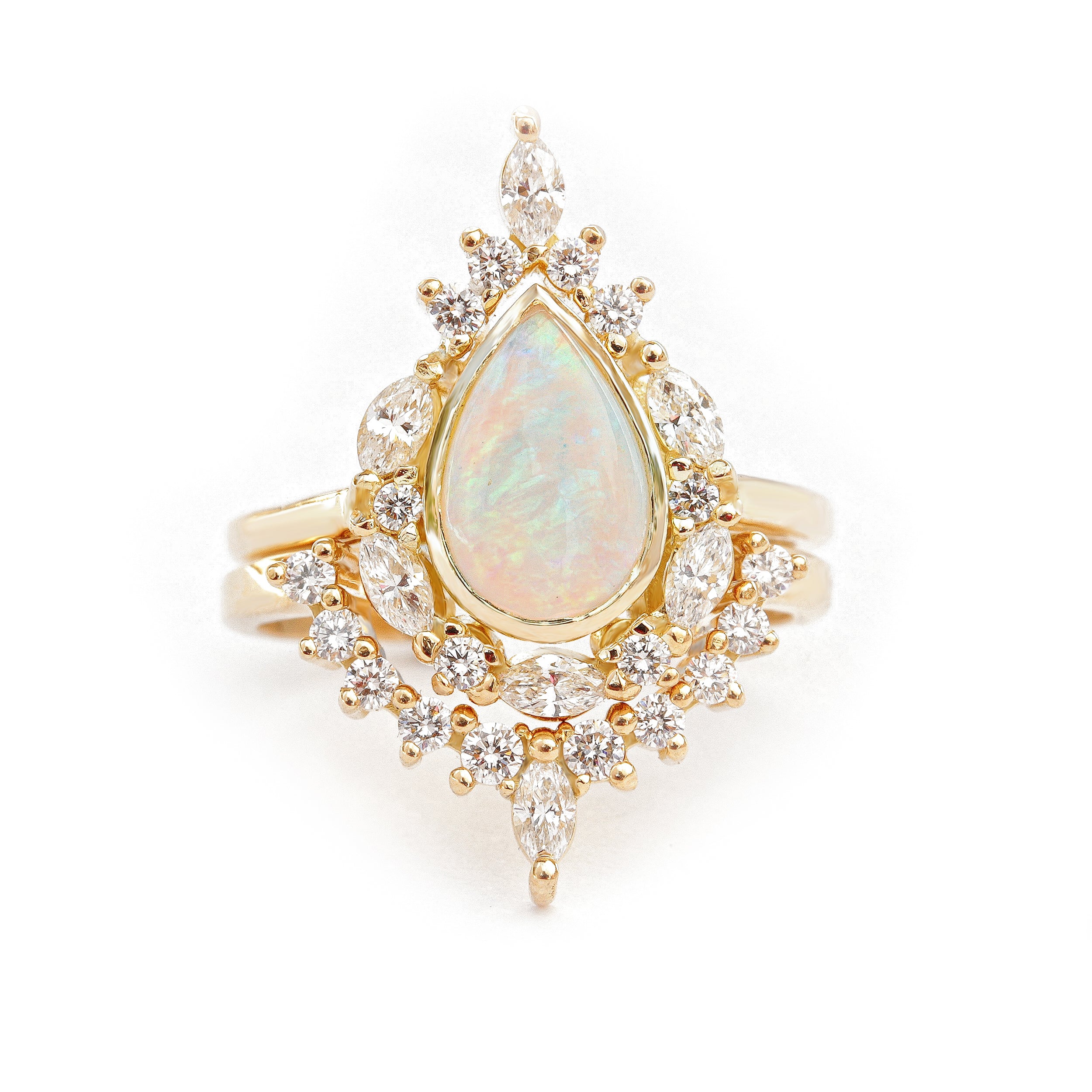 Pear Opal Unique Engagement Ring Set - "Eva" ♥